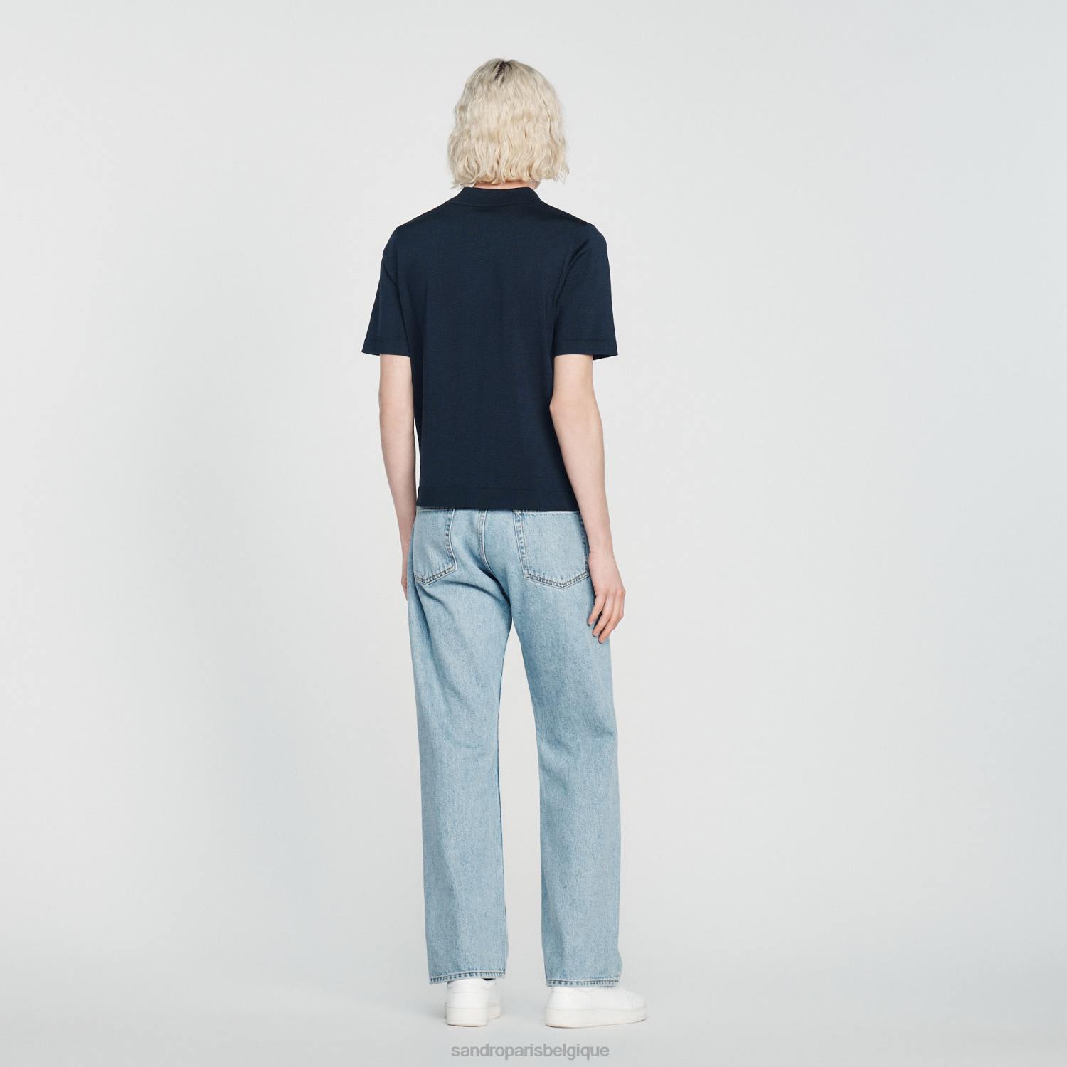 vêtements Sandro Paris chemise à manches courtes bleu marine Hommes XLXD697
