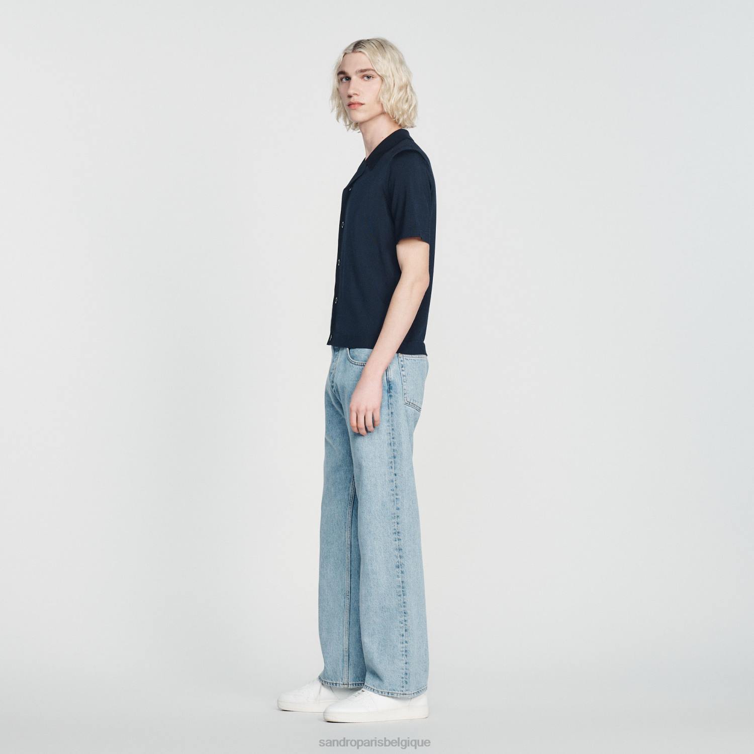 vêtements Sandro Paris chemise à manches courtes bleu marine Hommes XLXD697