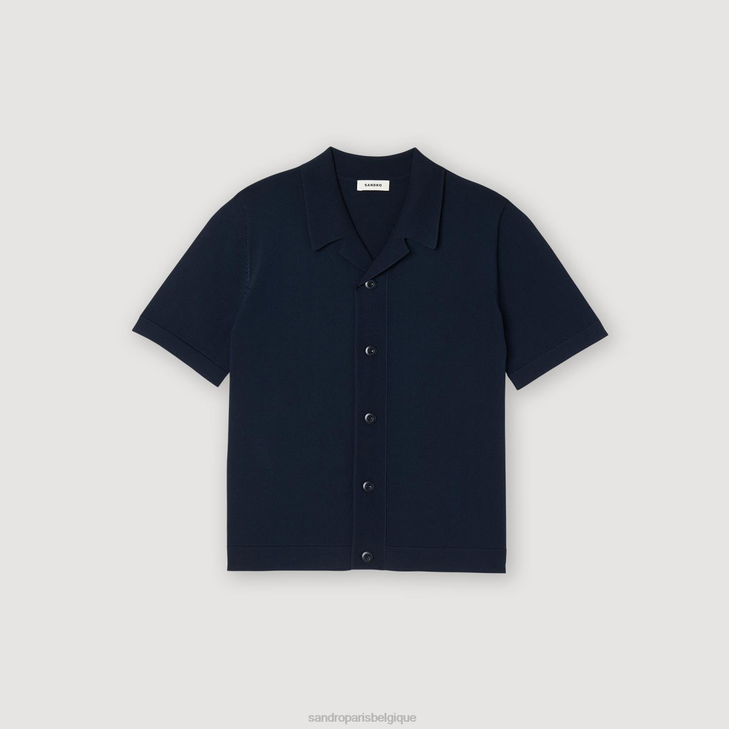 vêtements Sandro Paris chemise à manches courtes bleu marine Hommes XLXD697