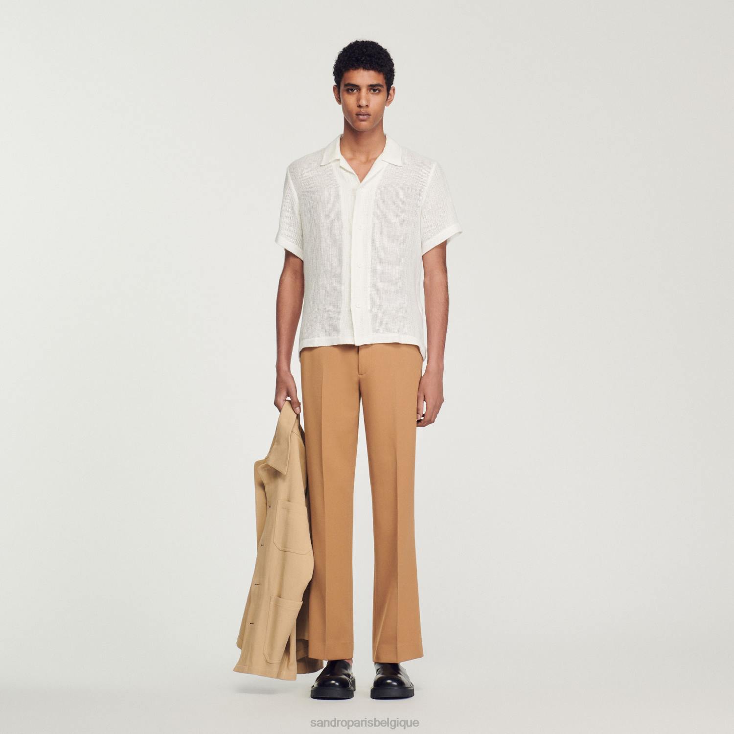 vêtements Sandro Paris chemise à manches courtes écru Hommes XLXD595