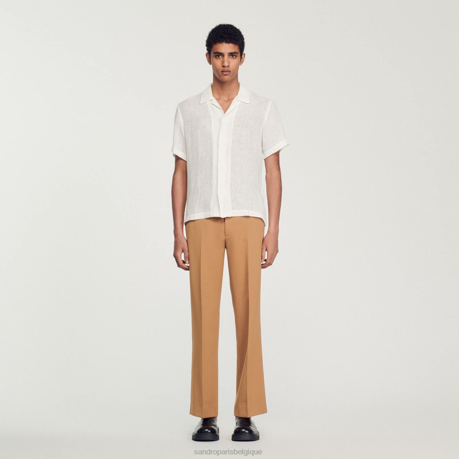 vêtements Sandro Paris chemise à manches courtes écru Hommes XLXD595