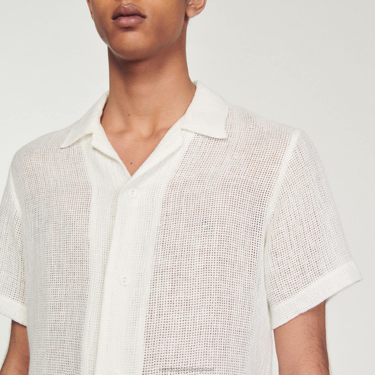 vêtements Sandro Paris chemise à manches courtes écru Hommes XLXD595