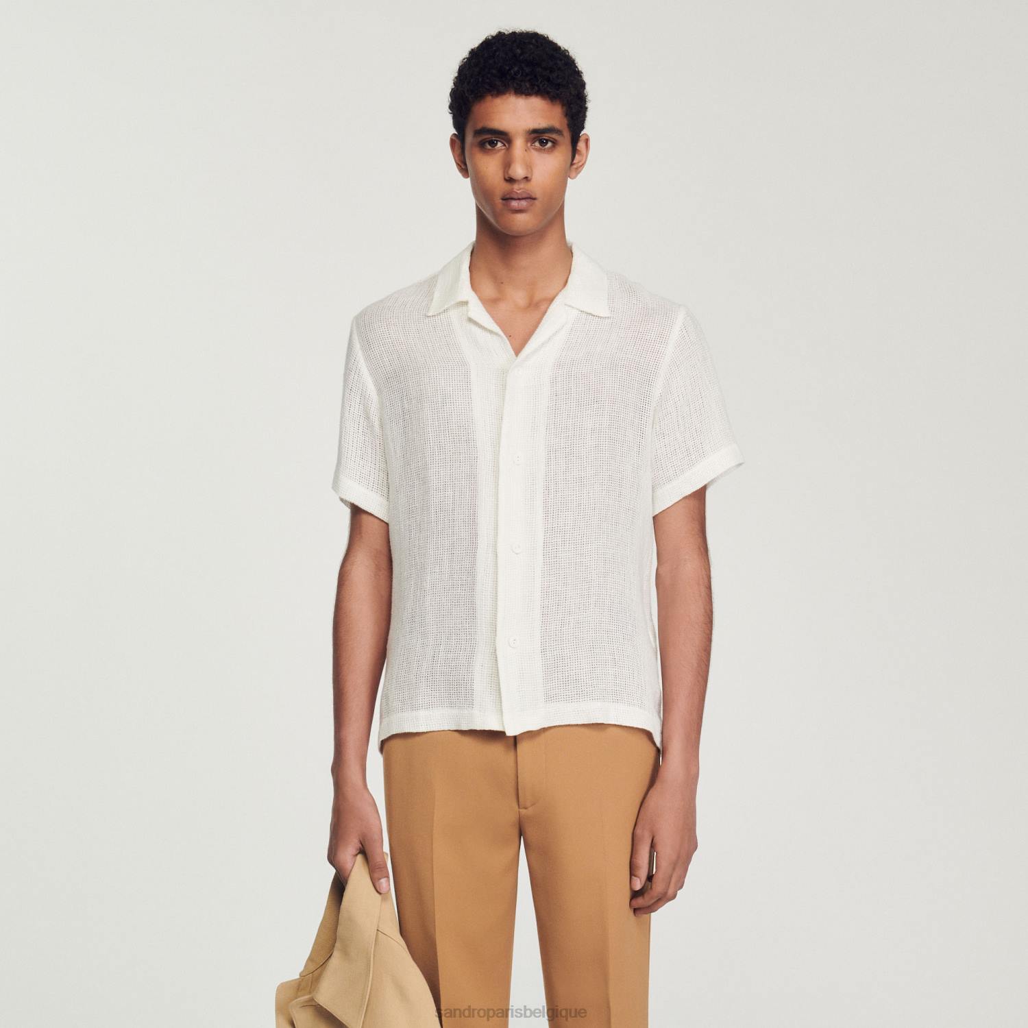 vêtements Sandro Paris chemise à manches courtes écru Hommes XLXD595
