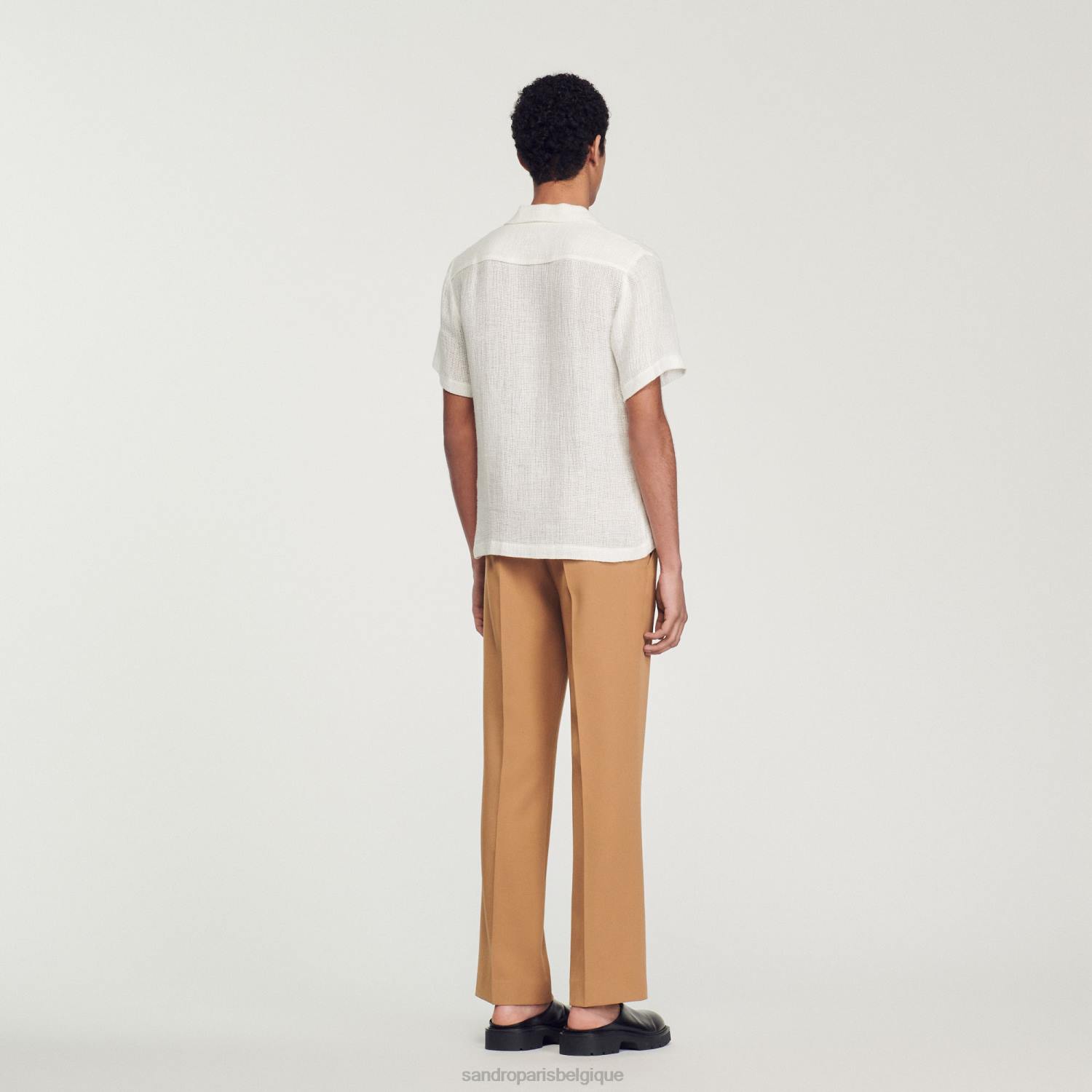 vêtements Sandro Paris chemise à manches courtes écru Hommes XLXD595