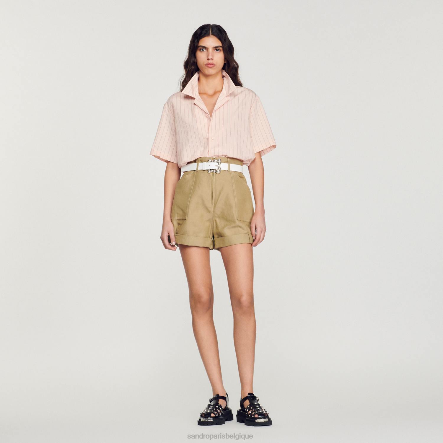 vêtements Sandro Paris chemise à manches courtes rose clair Hommes XLXD783