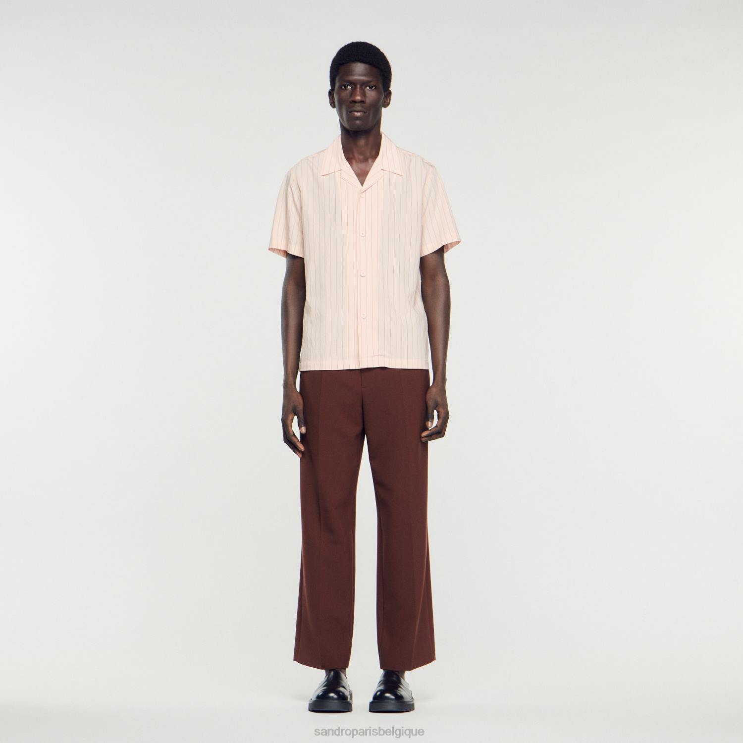 vêtements Sandro Paris chemise à manches courtes rose clair Hommes XLXD783