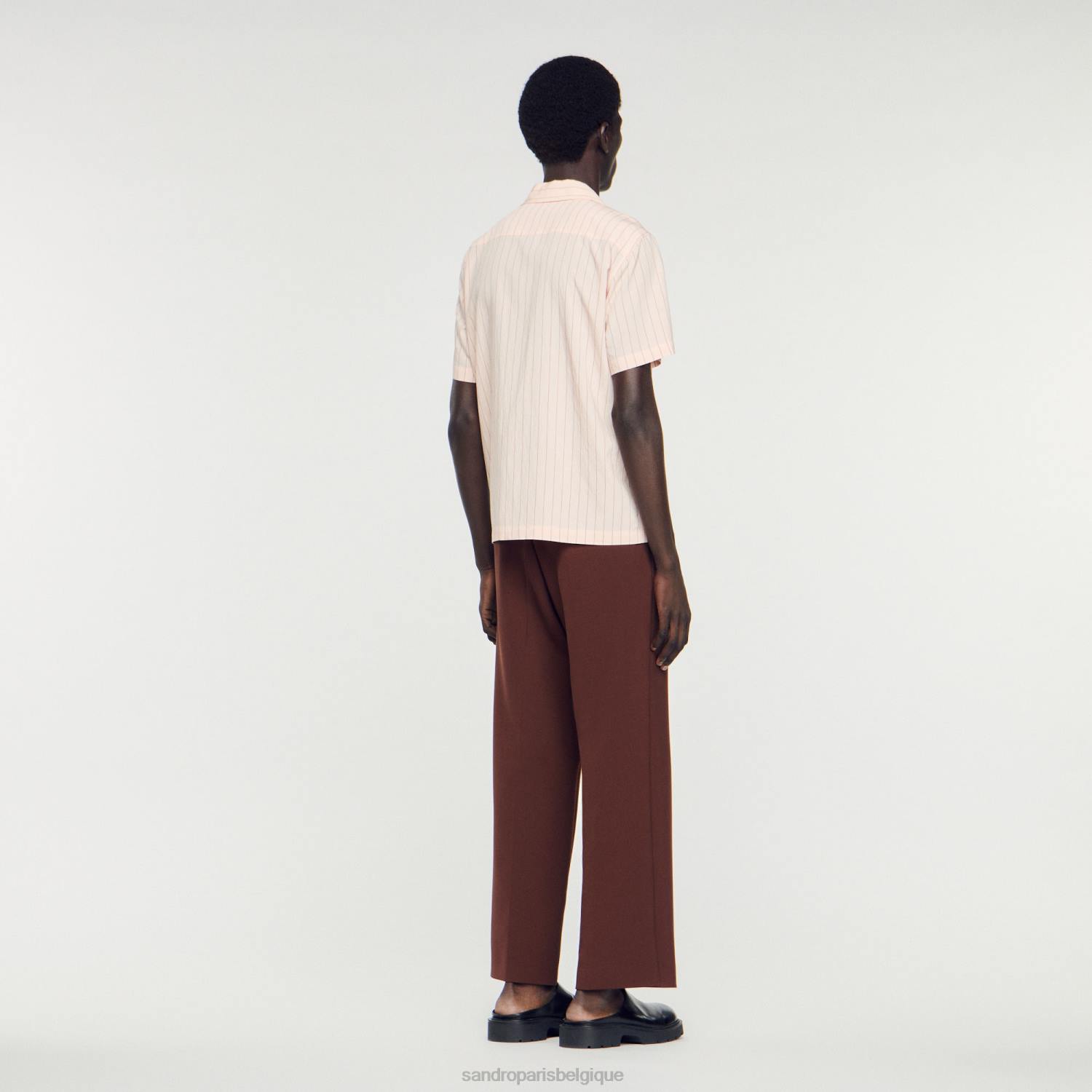 vêtements Sandro Paris chemise à manches courtes rose clair Hommes XLXD783