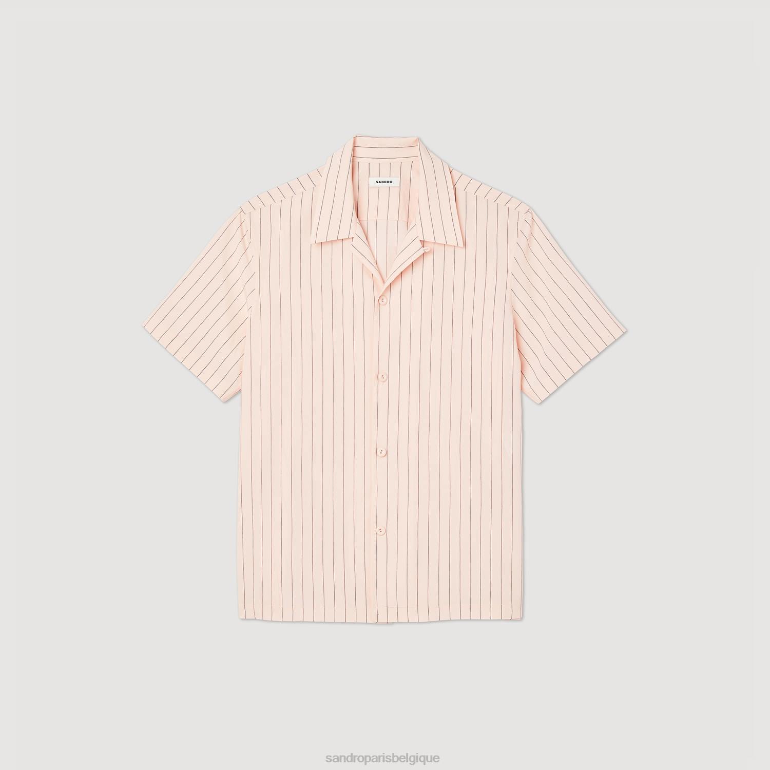 vêtements Sandro Paris chemise à manches courtes rose clair Hommes XLXD783