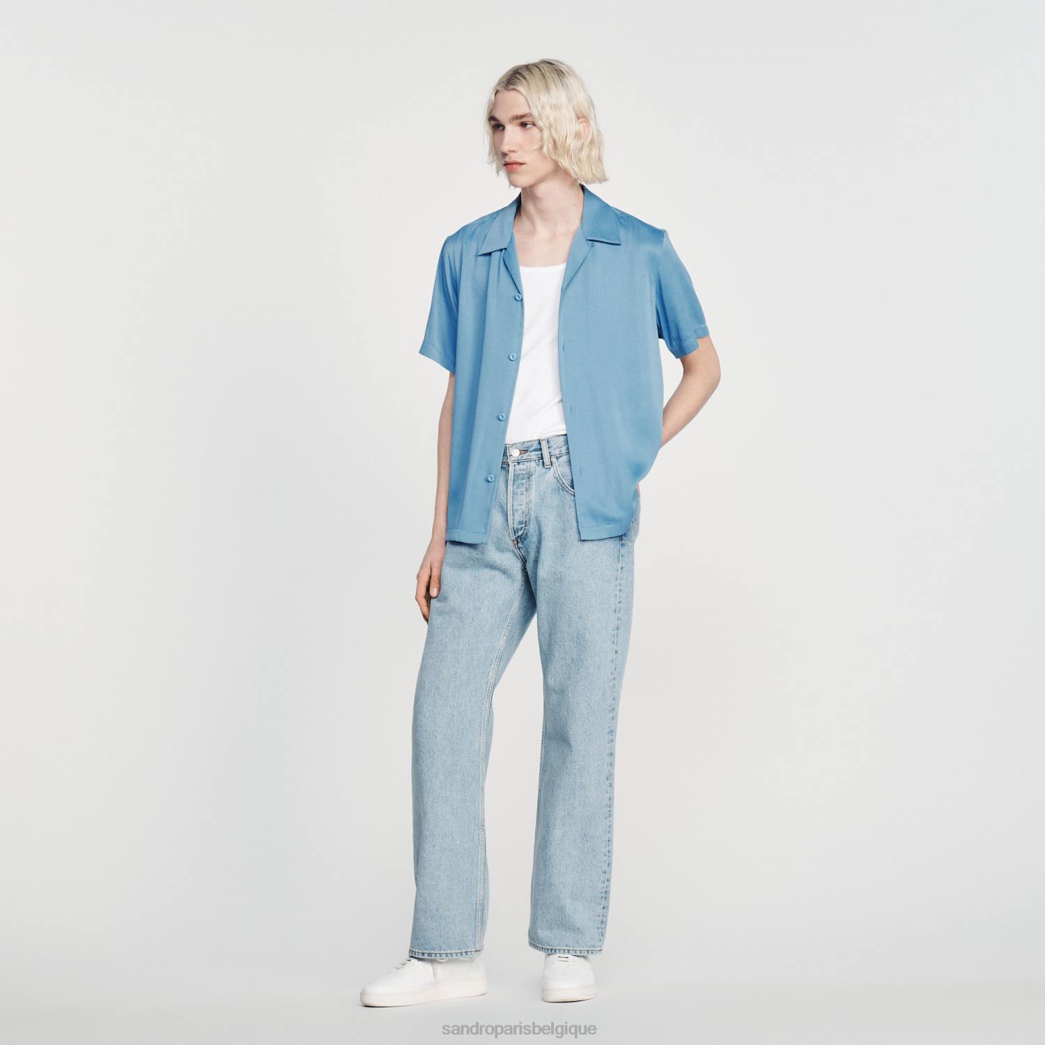 vêtements Sandro Paris chemise à manches courtes une couleur Hommes XLXD734