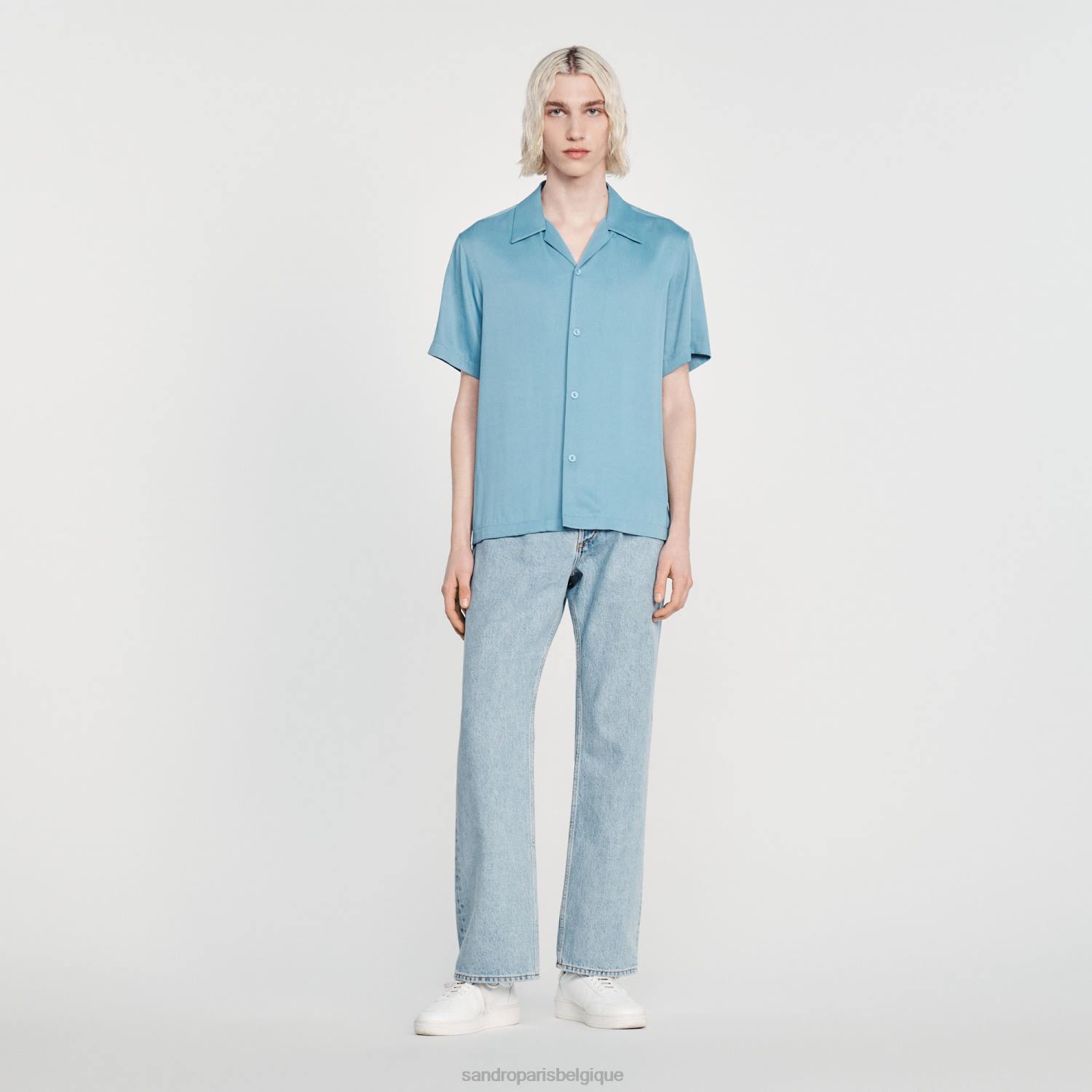 vêtements Sandro Paris chemise à manches courtes une couleur Hommes XLXD734