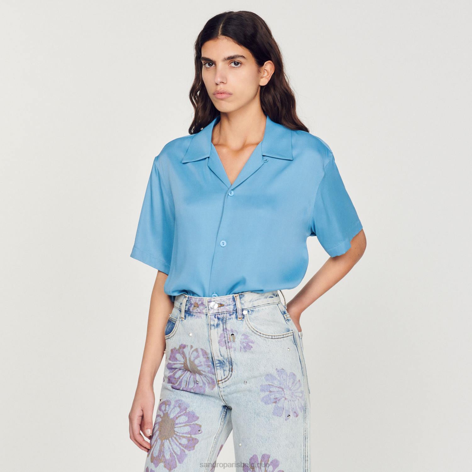 vêtements Sandro Paris chemise à manches courtes une couleur Hommes XLXD734