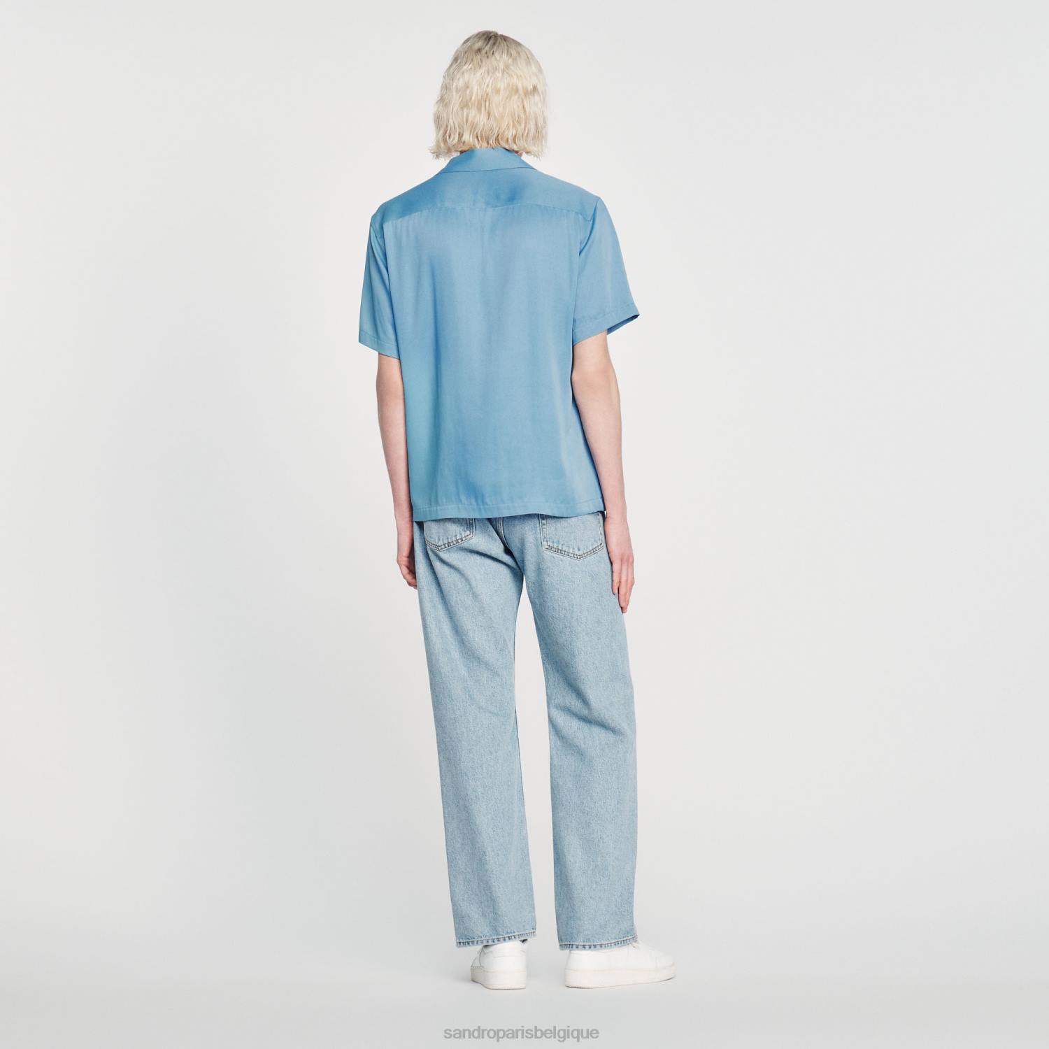 vêtements Sandro Paris chemise à manches courtes une couleur Hommes XLXD734