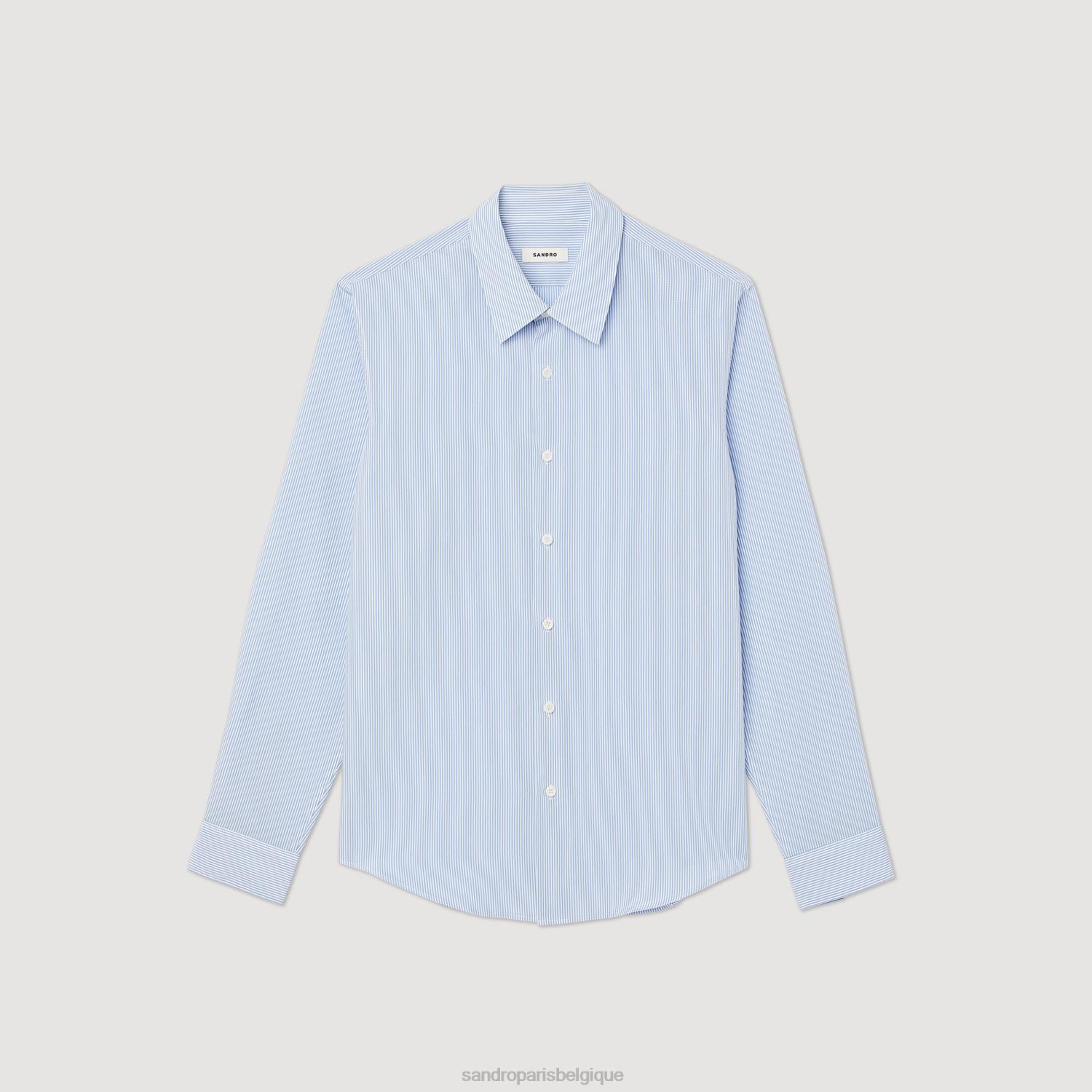 vêtements Sandro Paris chemise rayée bleu clair Hommes XLXD717