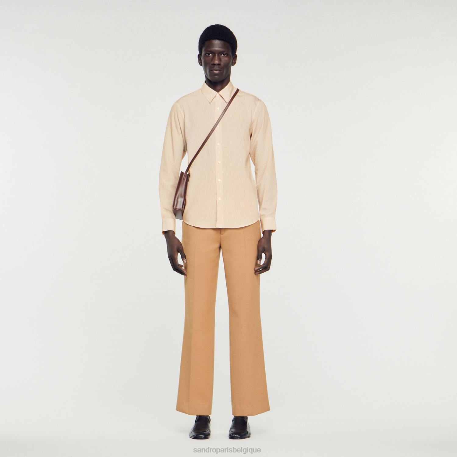 vêtements Sandro Paris chemise rayée rose clair Hommes XLXD696