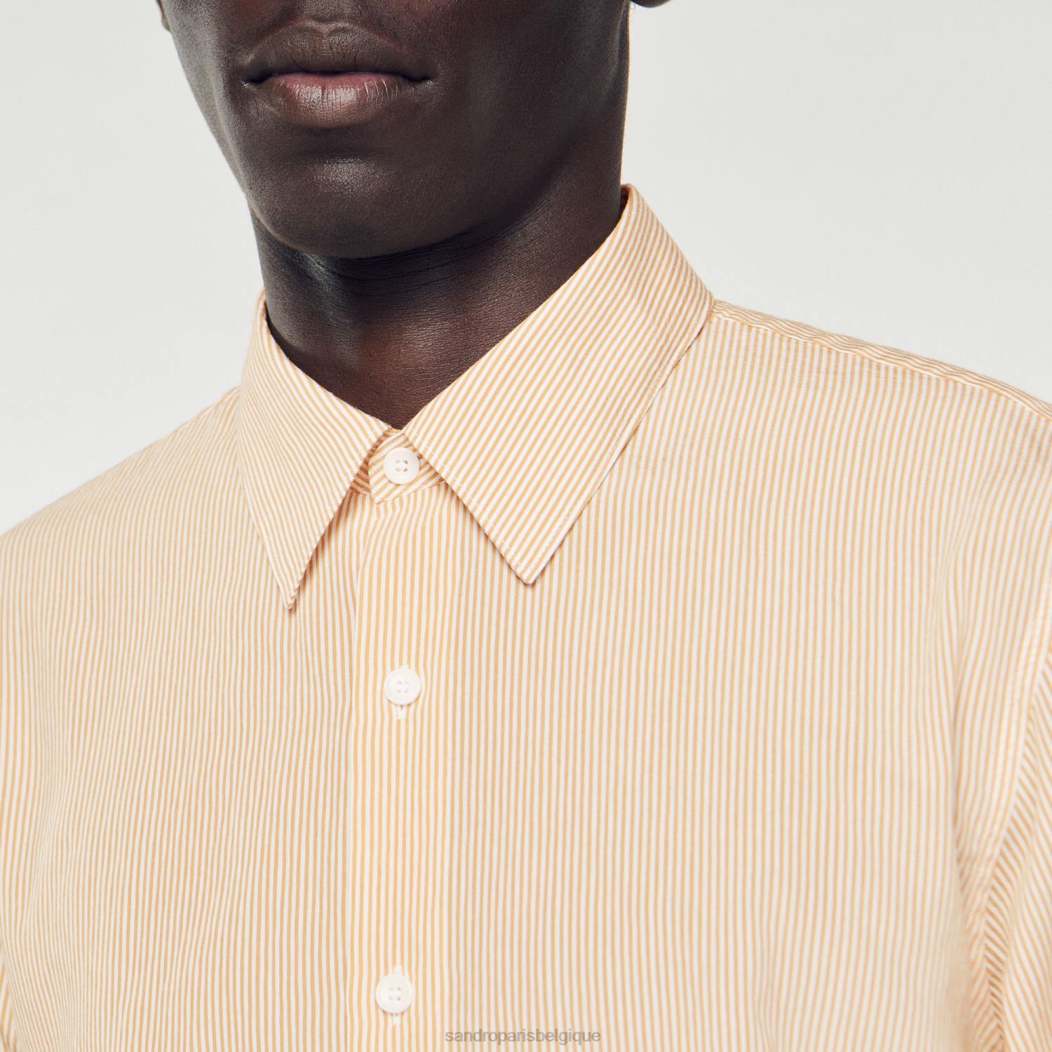 vêtements Sandro Paris chemise rayée rose clair Hommes XLXD696