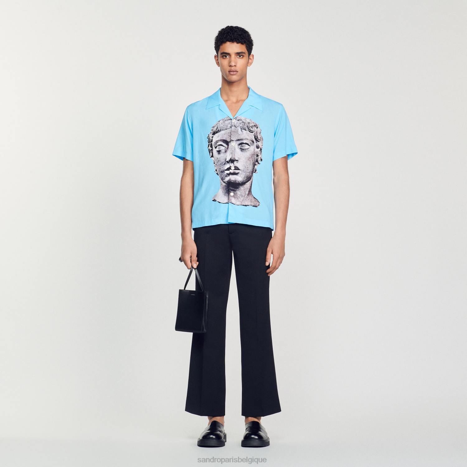 vêtements Sandro Paris chemise statue bleu ciel Hommes XLXD722