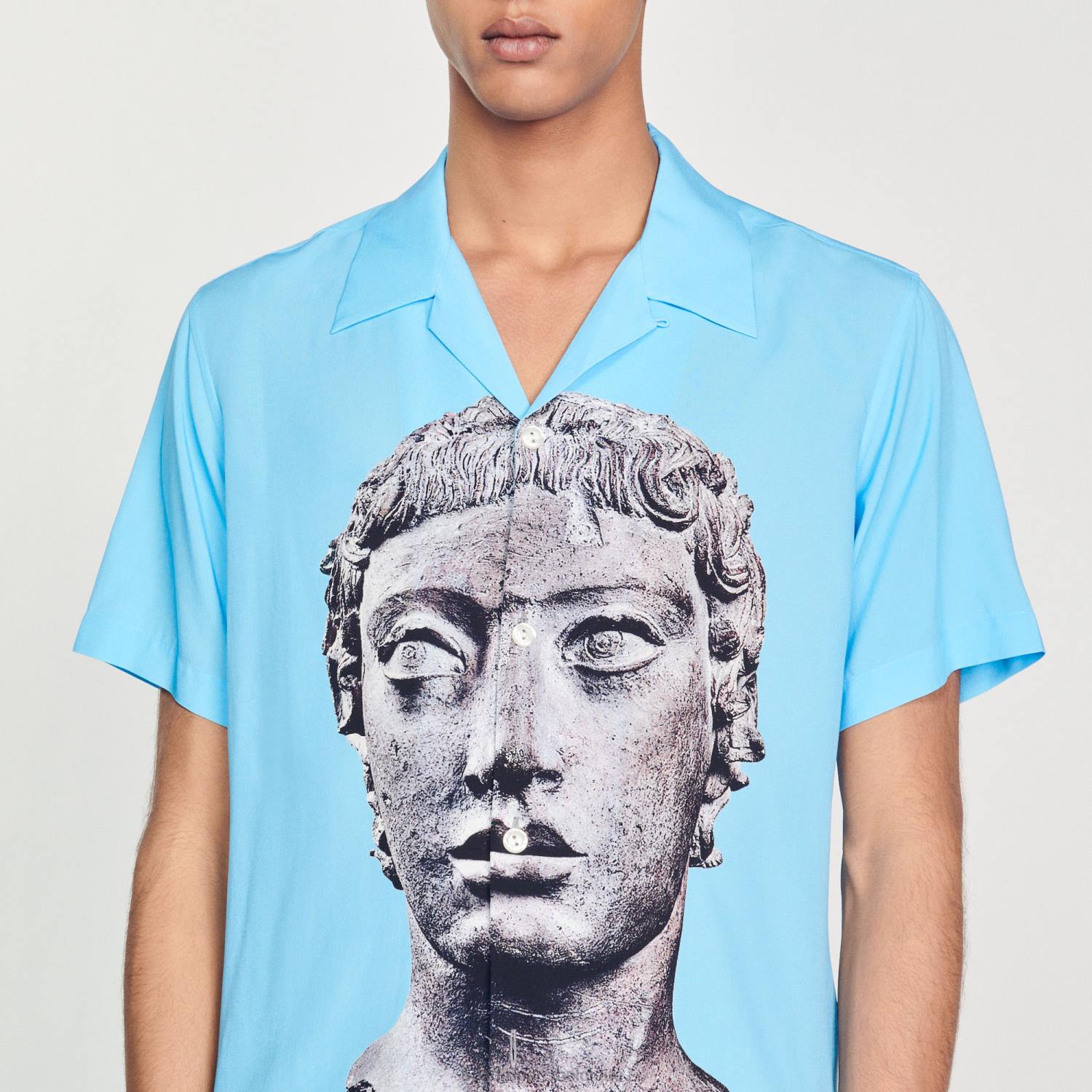 vêtements Sandro Paris chemise statue bleu ciel Hommes XLXD722
