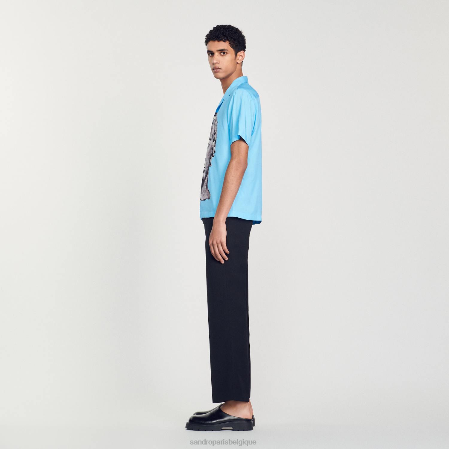 vêtements Sandro Paris chemise statue bleu ciel Hommes XLXD722