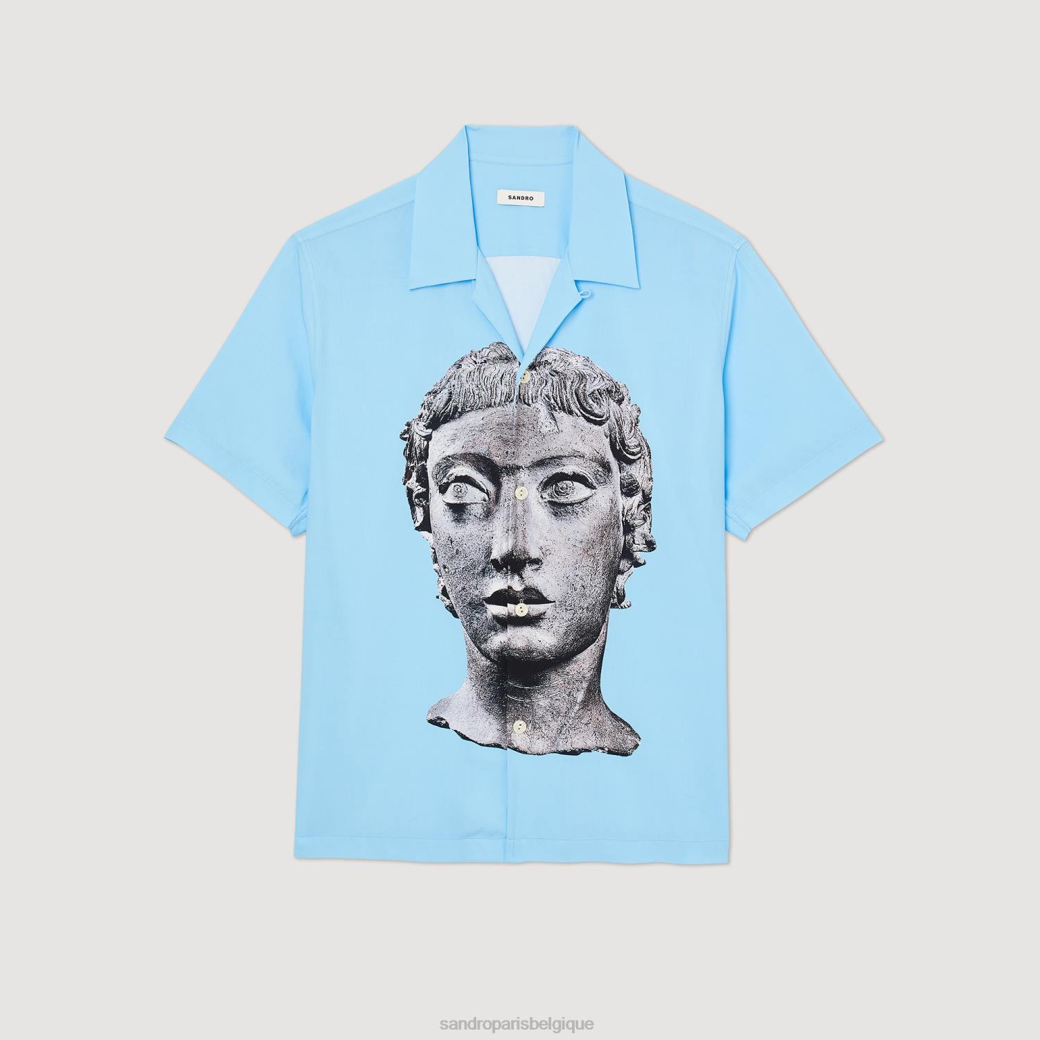 vêtements Sandro Paris chemise statue bleu ciel Hommes XLXD722