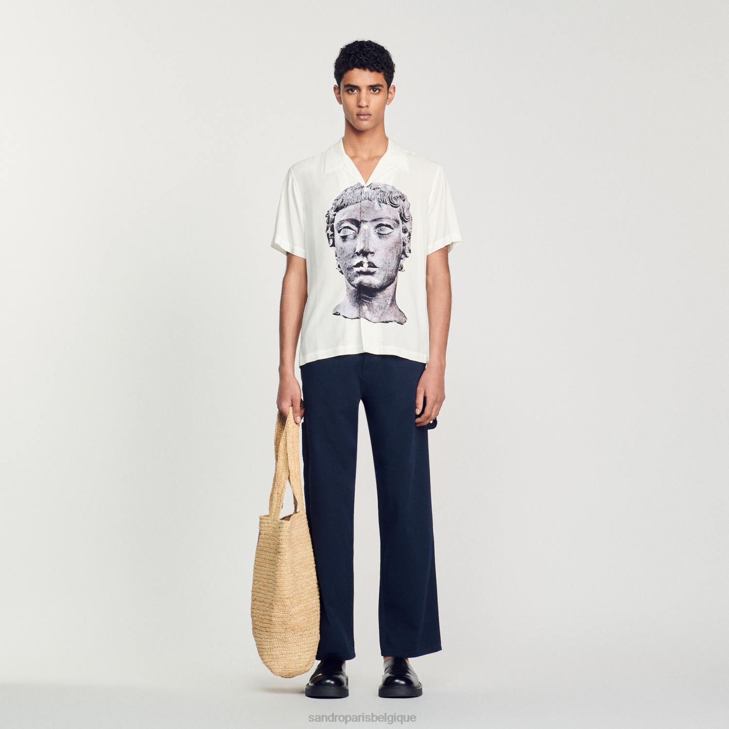 vêtements Sandro Paris chemise statue écru Hommes XLXD701
