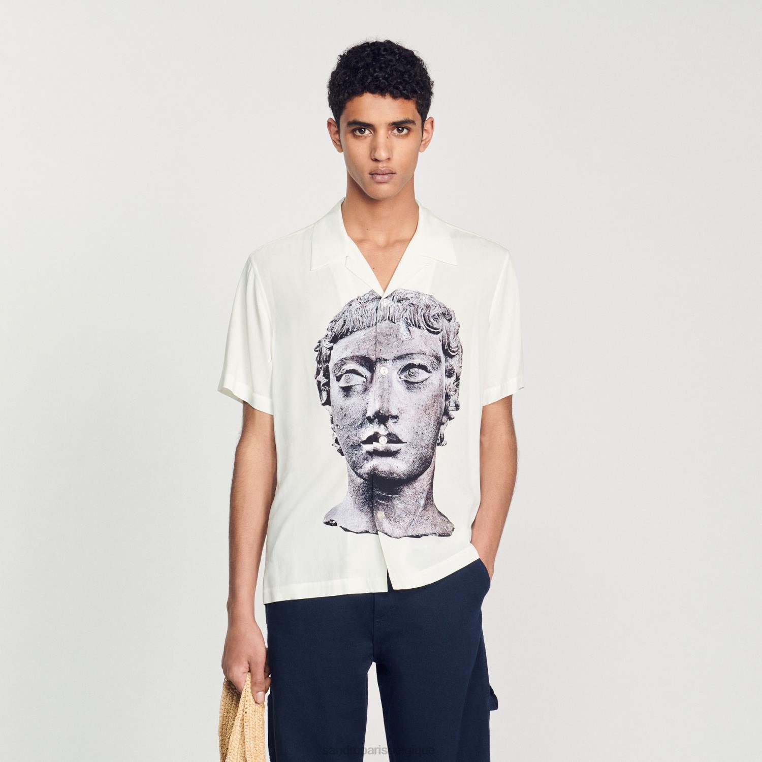 vêtements Sandro Paris chemise statue écru Hommes XLXD701