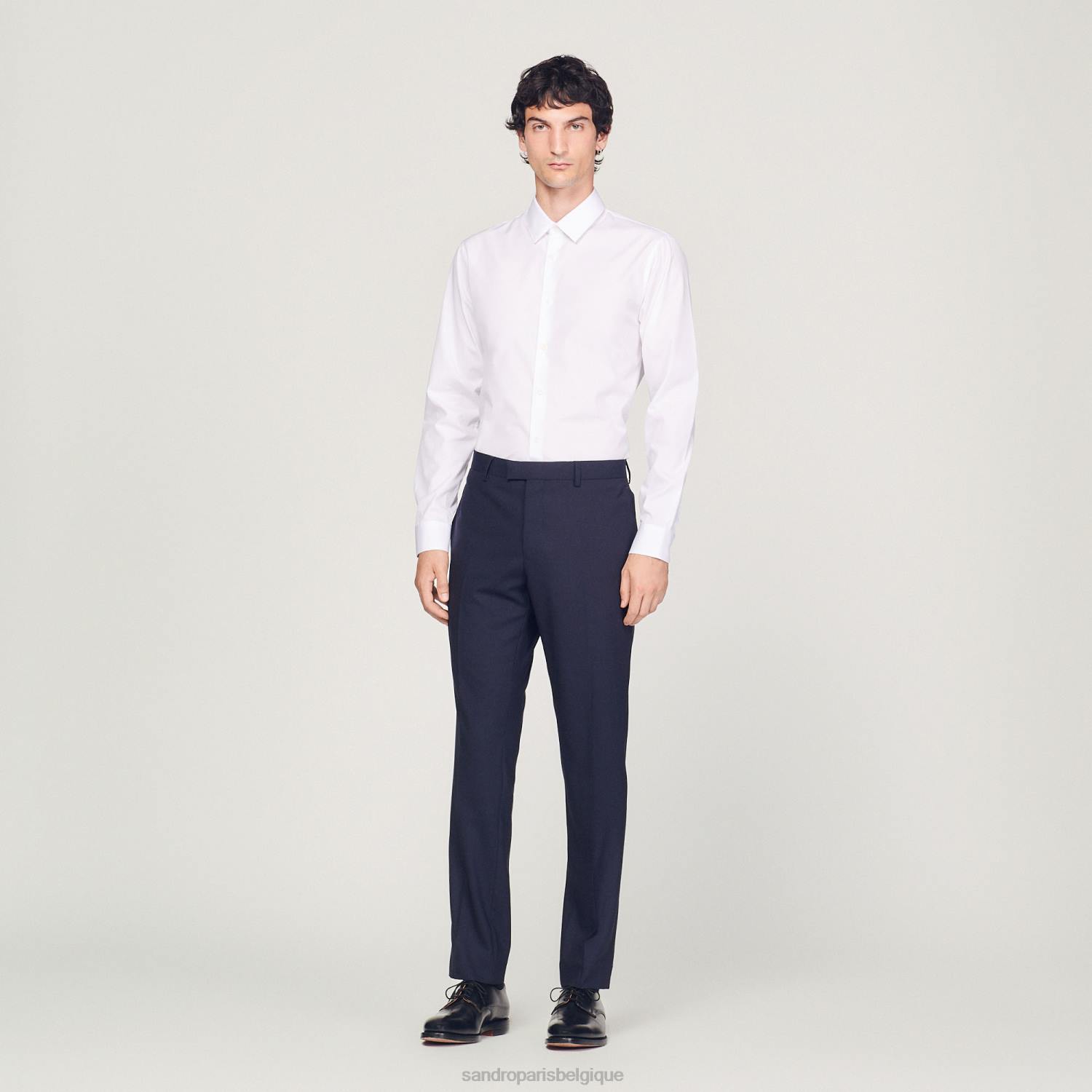 vêtements Sandro Paris pantalon de costume classique en laine bleu marine Hommes XLXD633