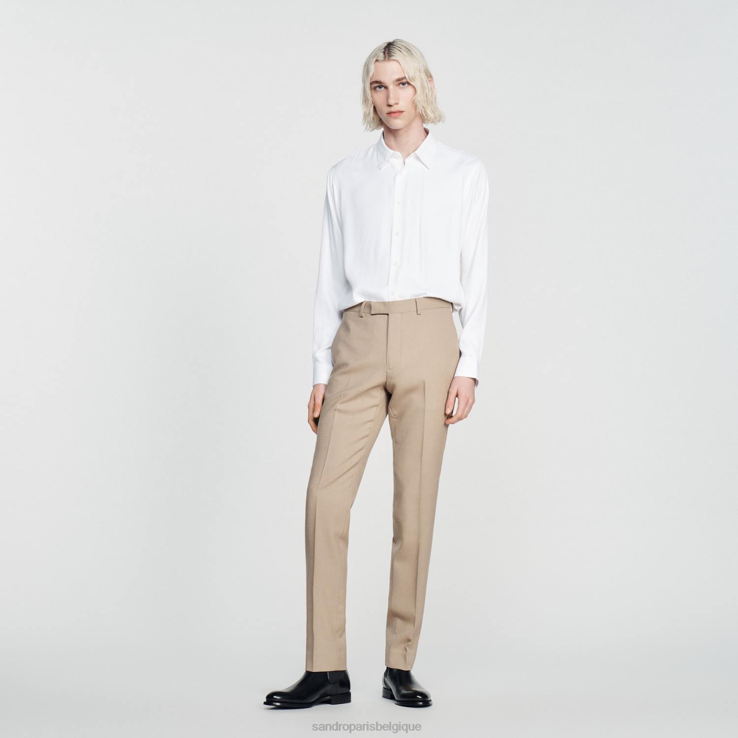 vêtements Sandro Paris pantalon de costume en laine beige Hommes XLXD590