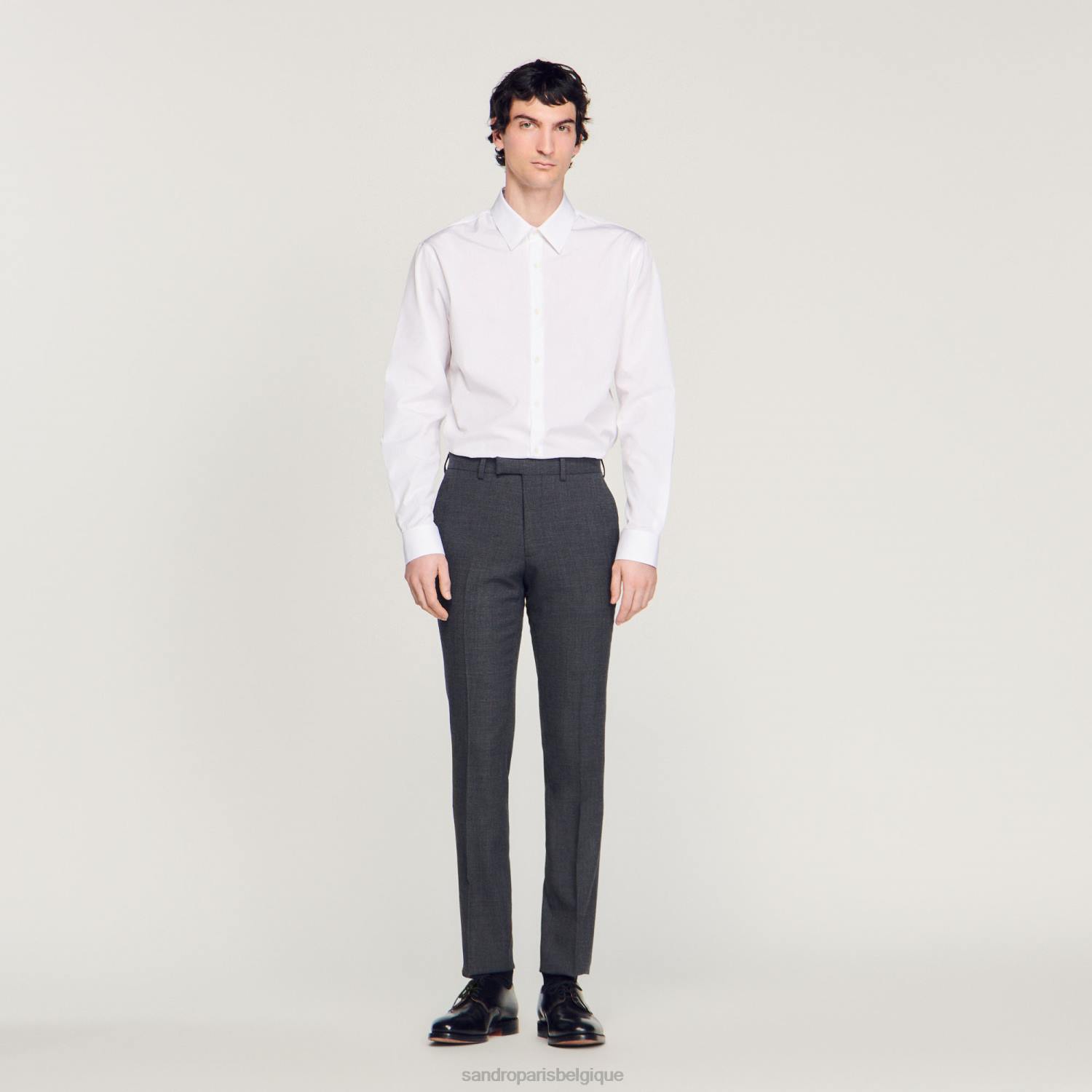 vêtements Sandro Paris pantalon de costume en laine gris moqué Hommes XLXD684