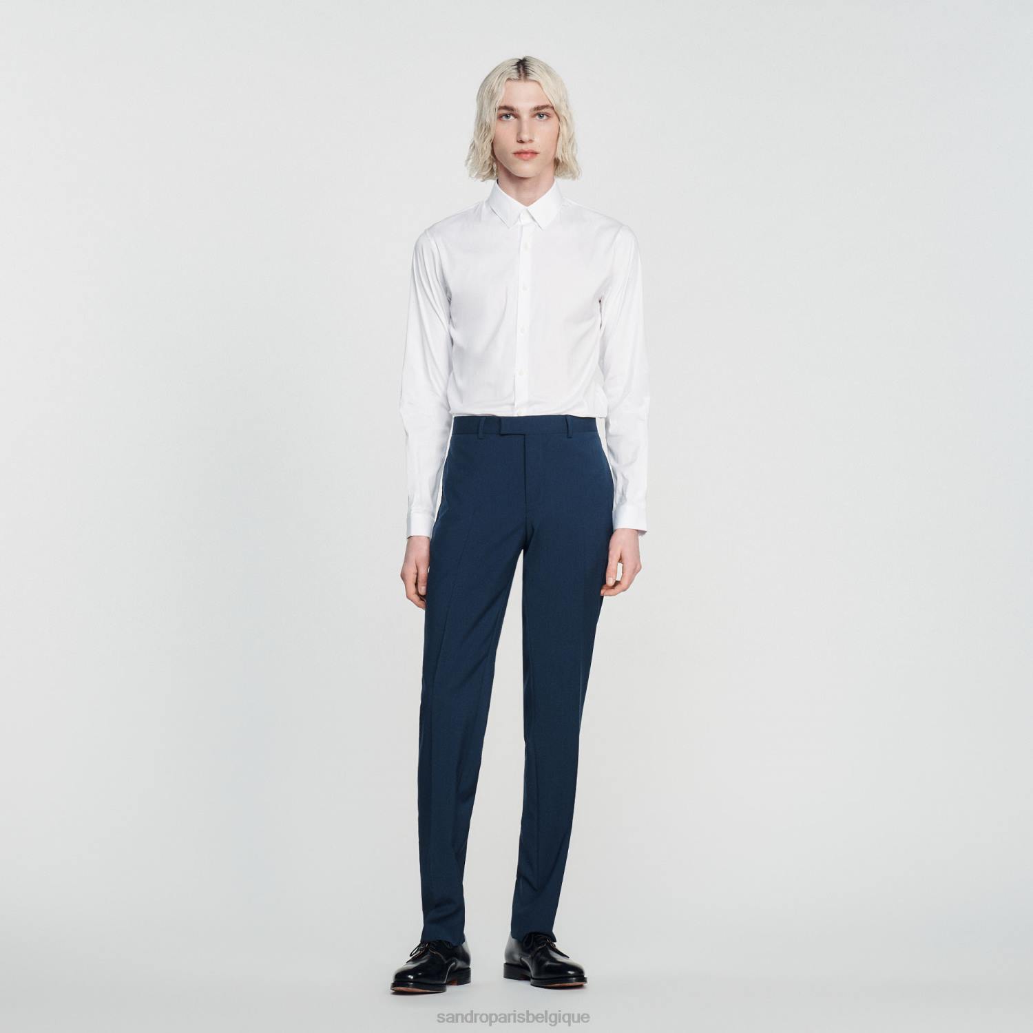 vêtements Sandro Paris pantalon de costume en laine stretch bleu Hommes XLXD737
