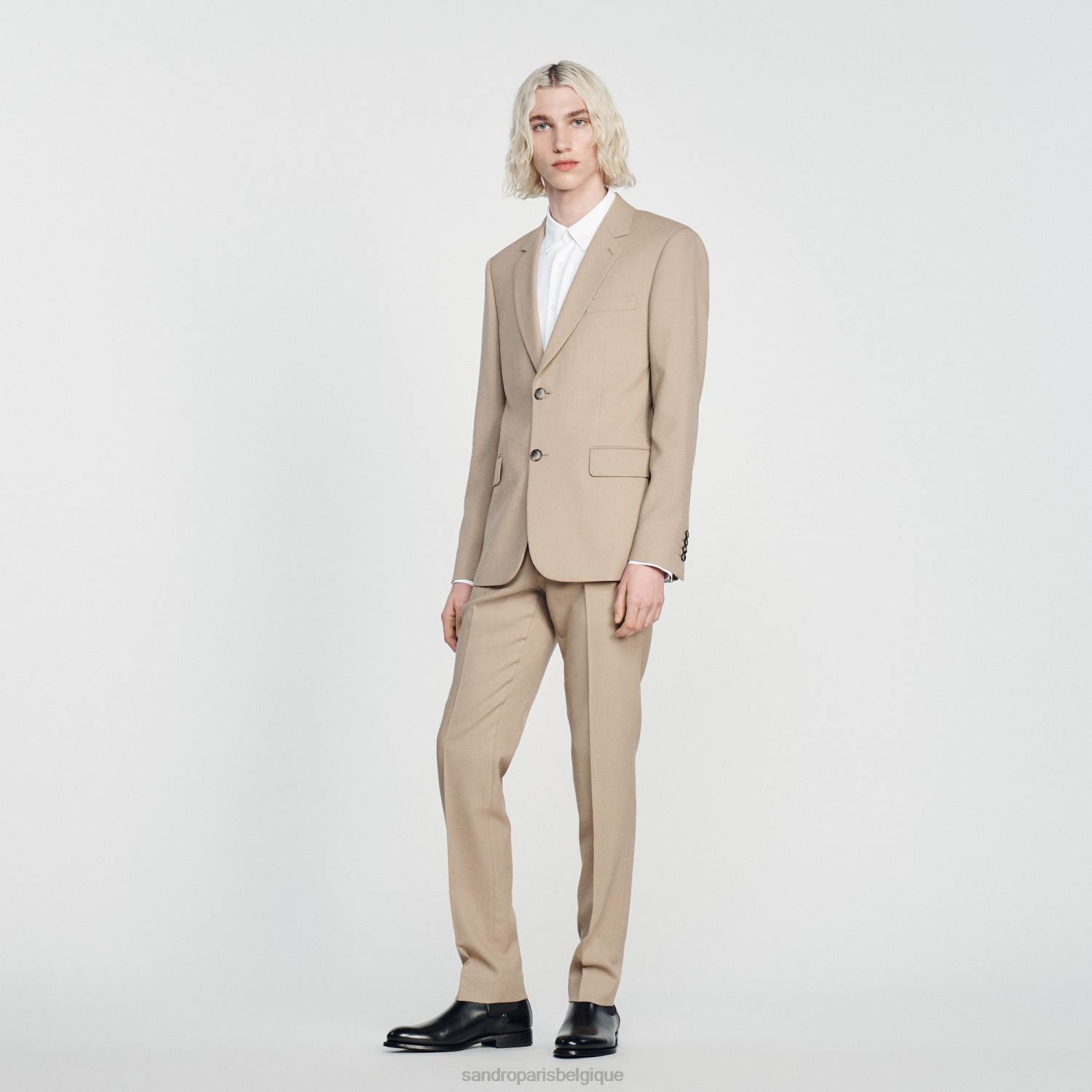 vêtements Sandro Paris veste de costume en laine beige Hommes XLXD594
