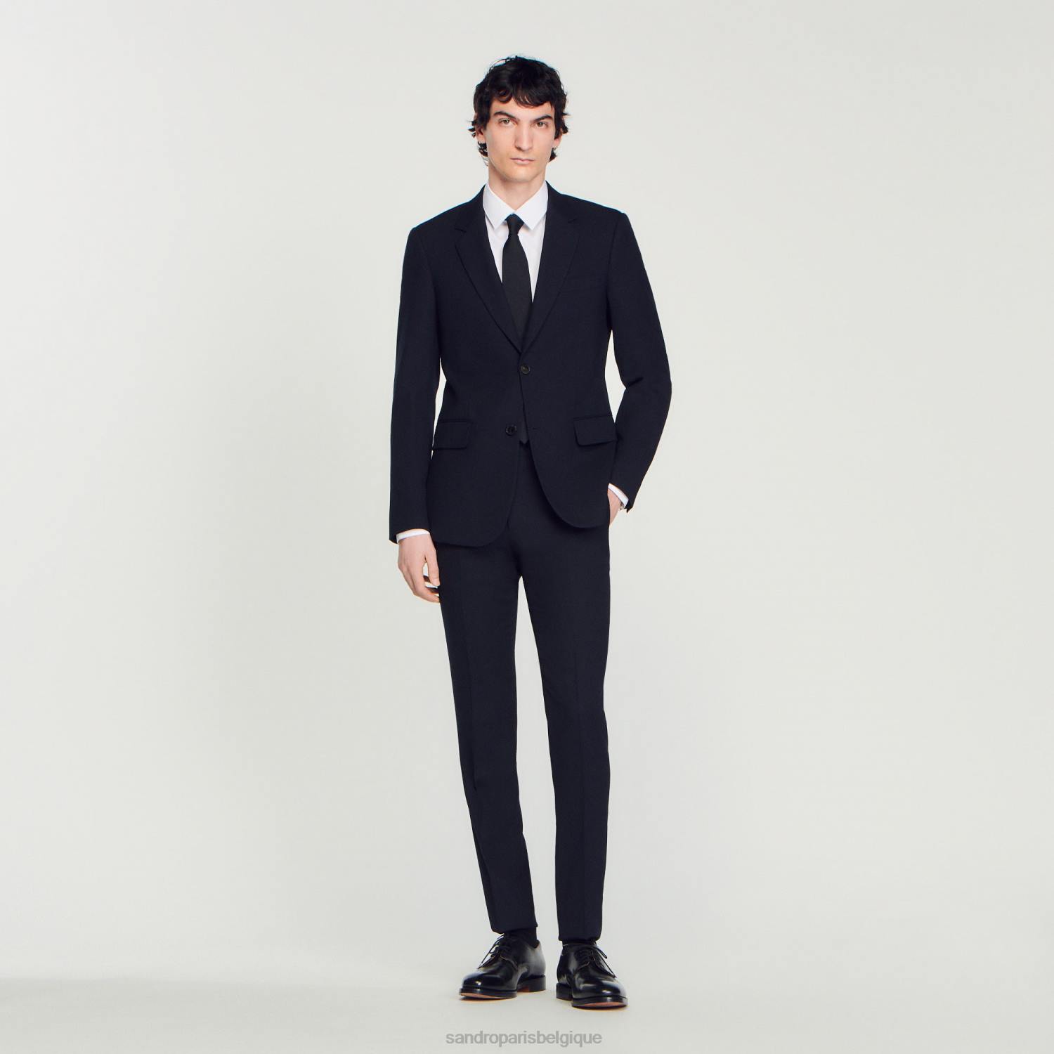 vêtements Sandro Paris veste de costume en laine bleu marine Hommes XLXD611