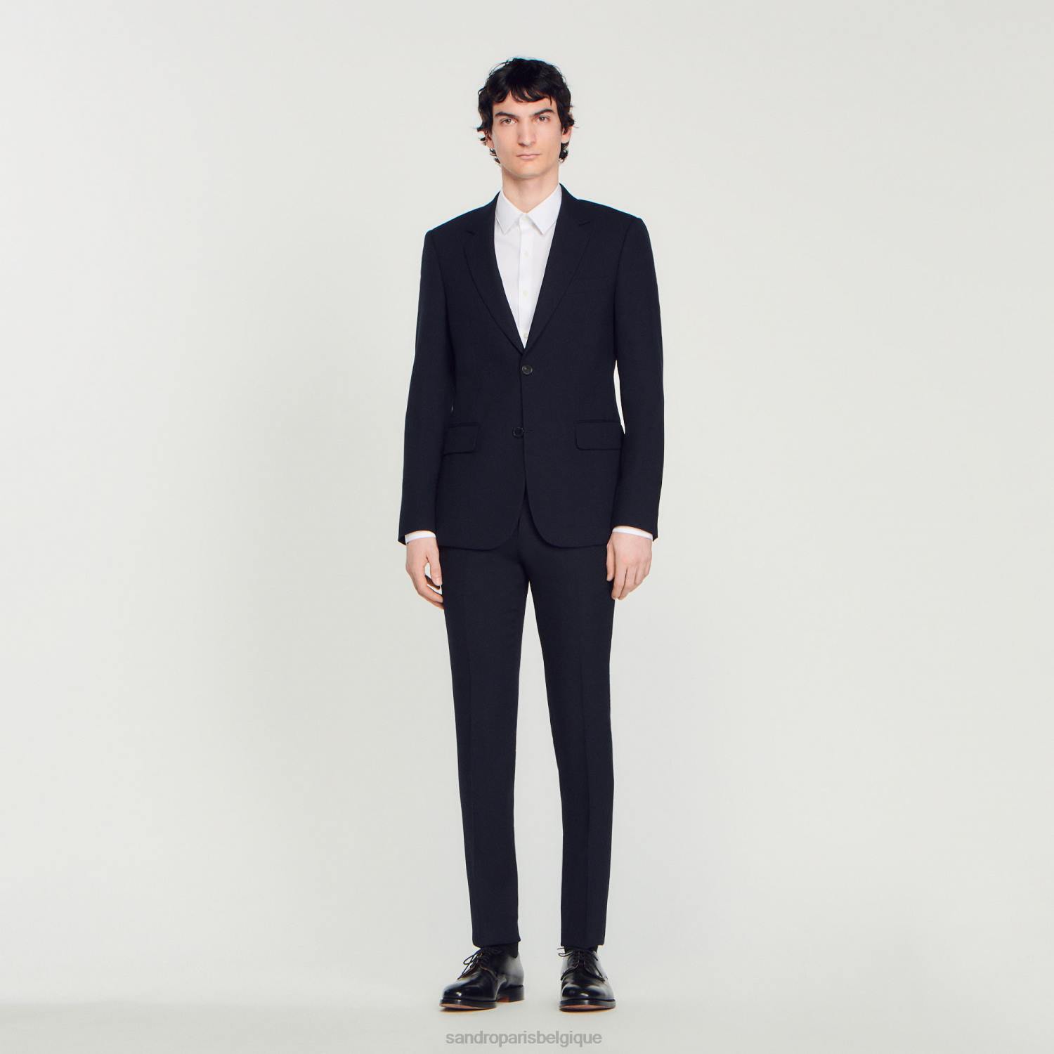 vêtements Sandro Paris veste de costume en laine bleu marine Hommes XLXD611