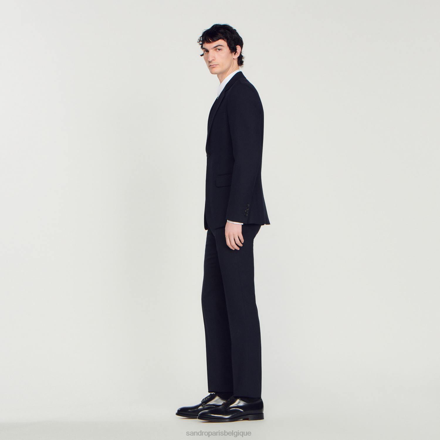 vêtements Sandro Paris veste de costume en laine bleu marine Hommes XLXD611