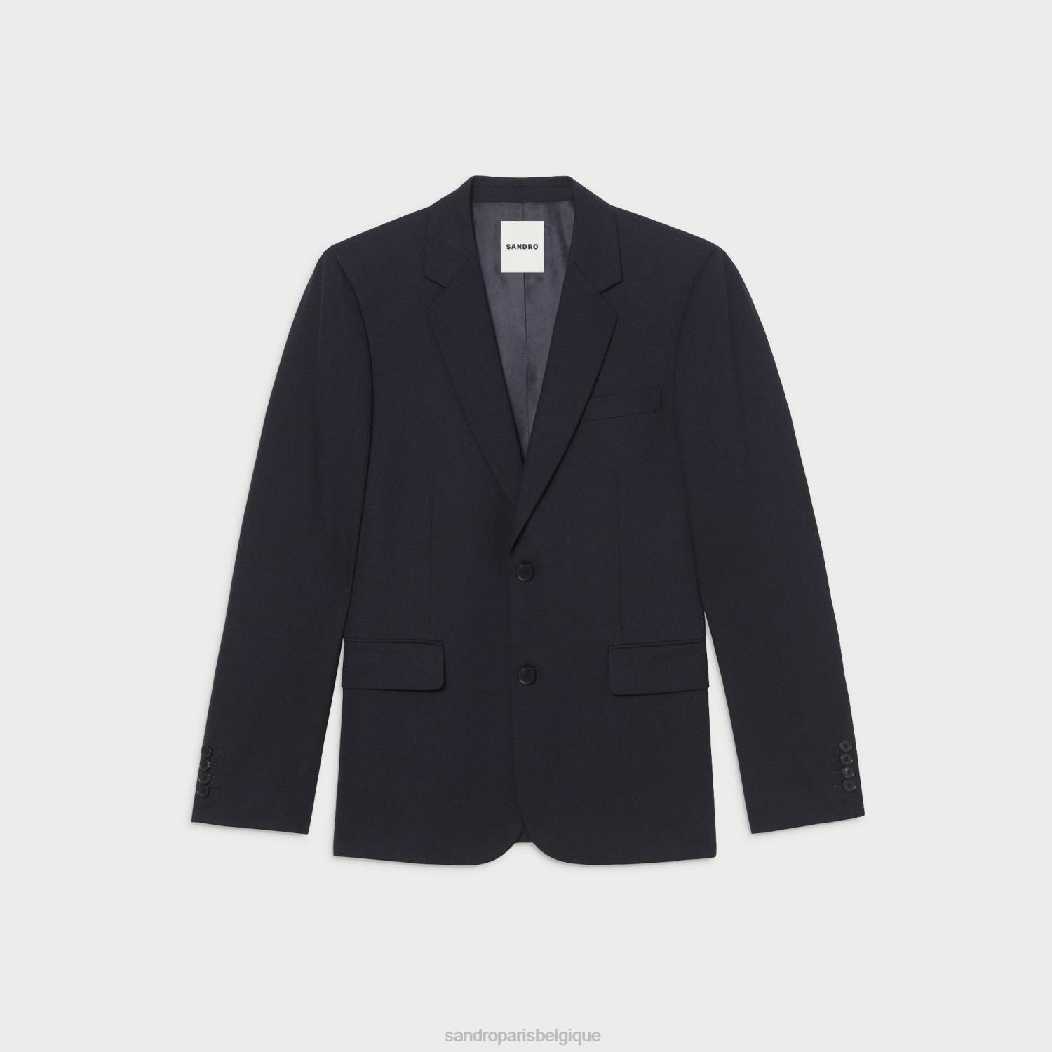 vêtements Sandro Paris veste de costume en laine bleu marine Hommes XLXD611