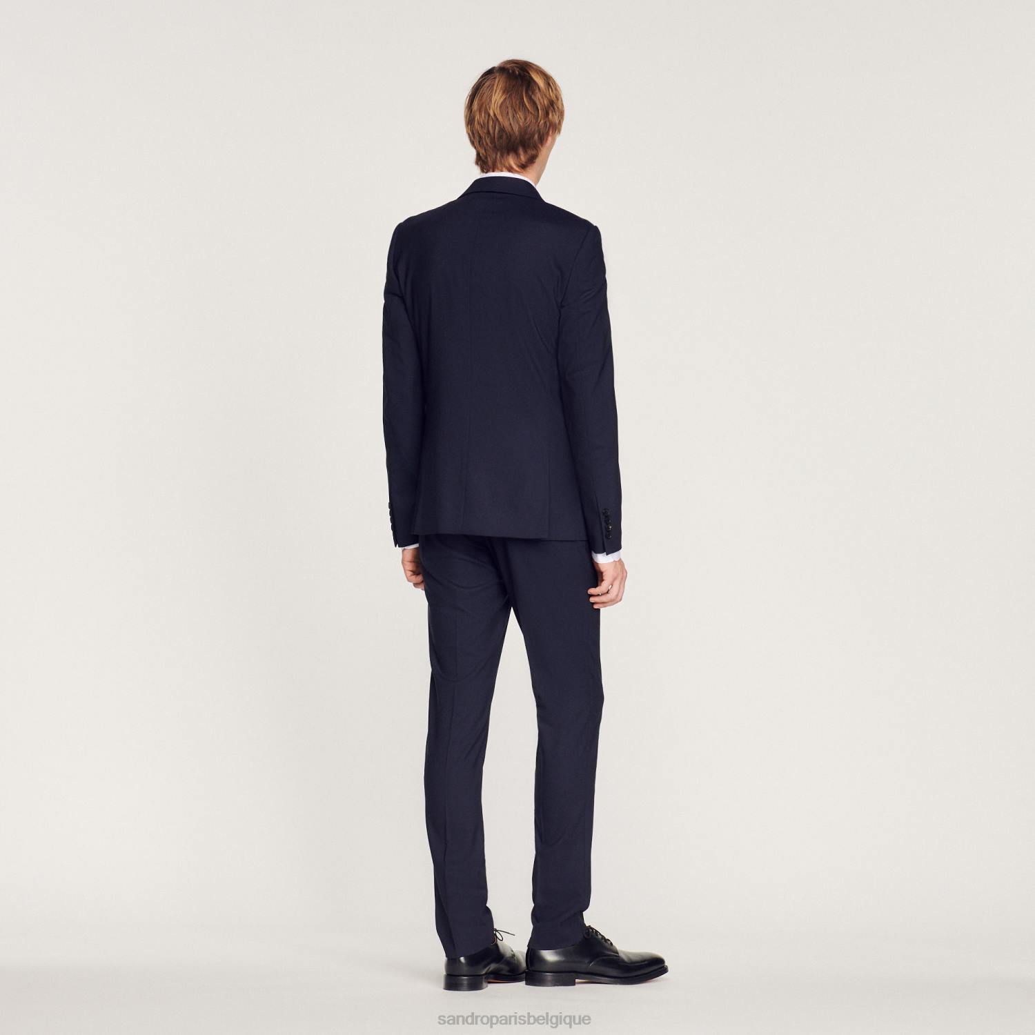 vêtements Sandro Paris veste de costume en laine stretch bleu marine Hommes XLXD689