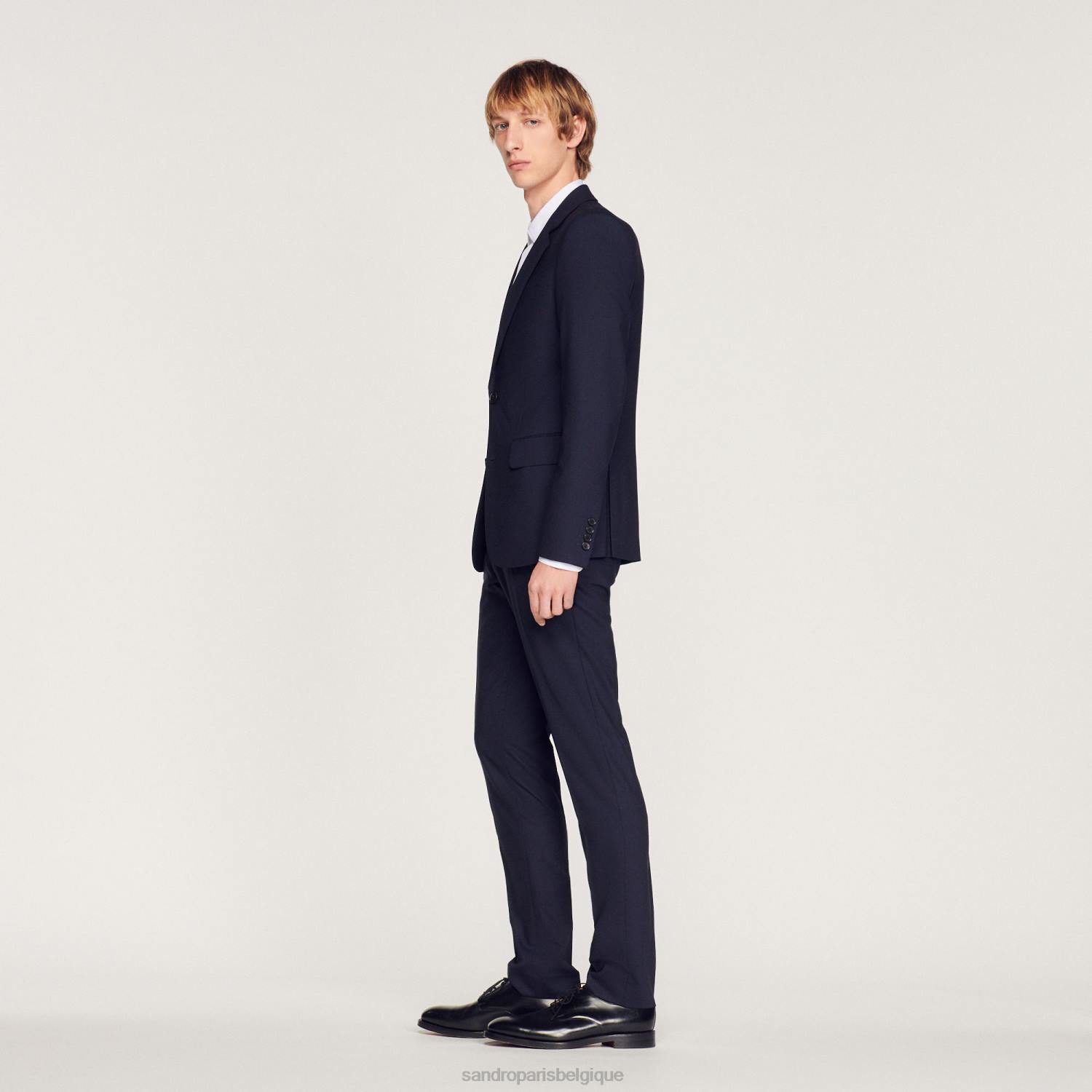 vêtements Sandro Paris veste de costume en laine stretch bleu marine Hommes XLXD689