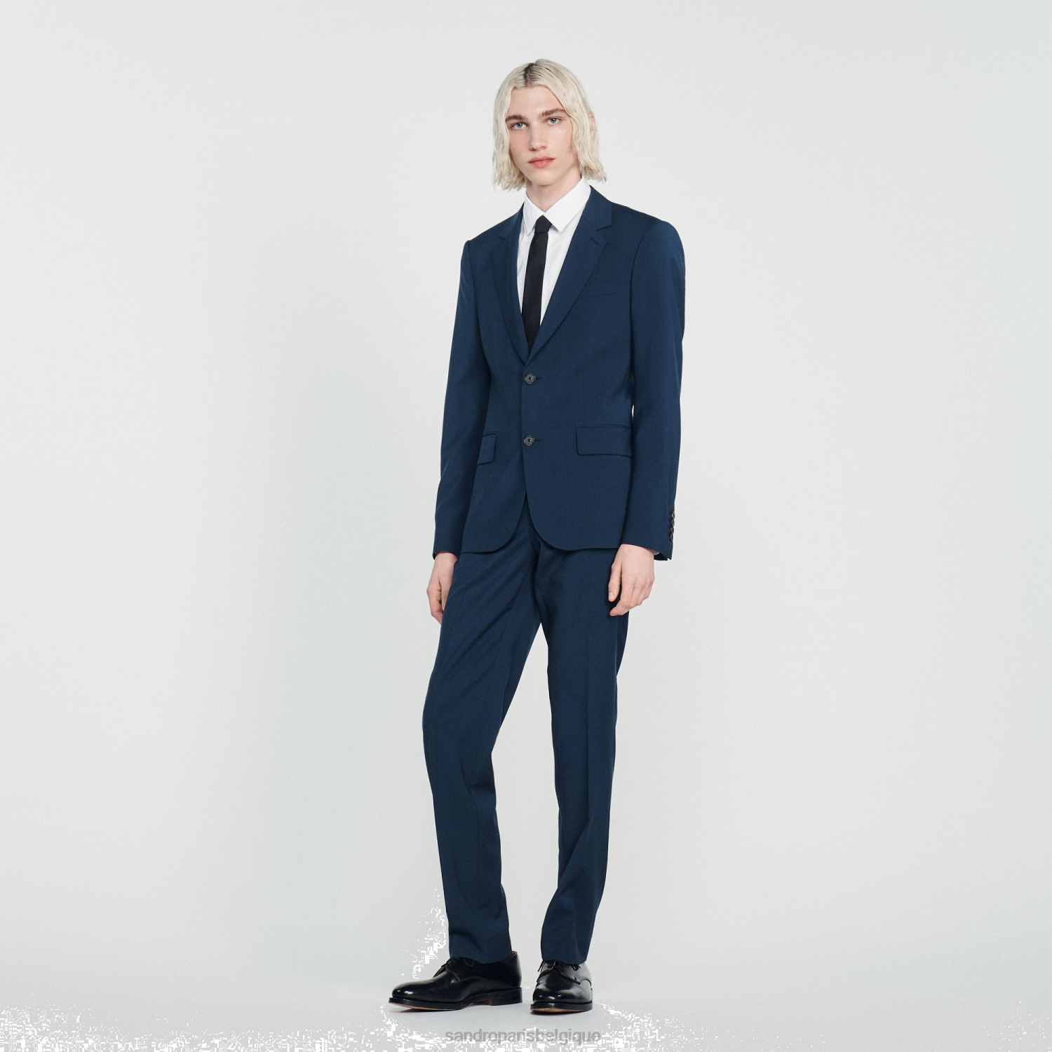 vêtements Sandro Paris veste de costume en laine vierge bleu Hommes XLXD791
