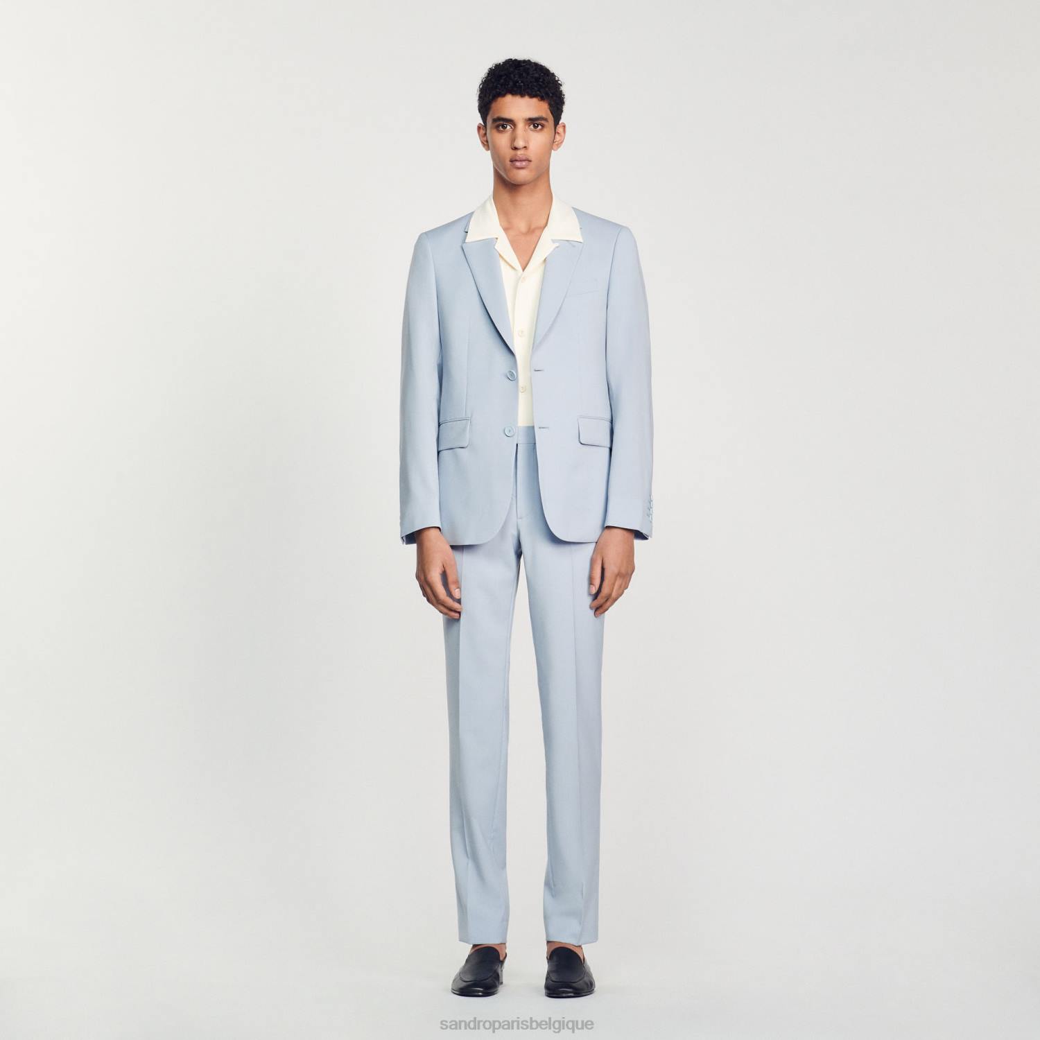 vêtements Sandro Paris veste de costume en laine vierge bleu clair Hommes XLXD795