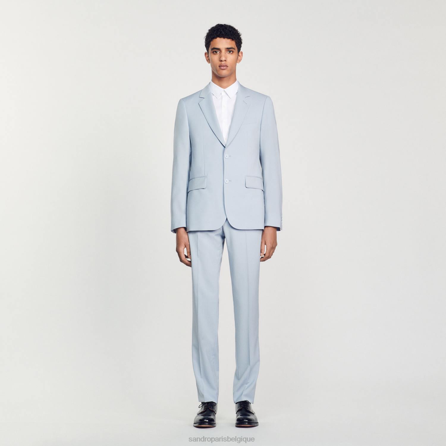 vêtements Sandro Paris veste de costume en laine vierge bleu clair Hommes XLXD795