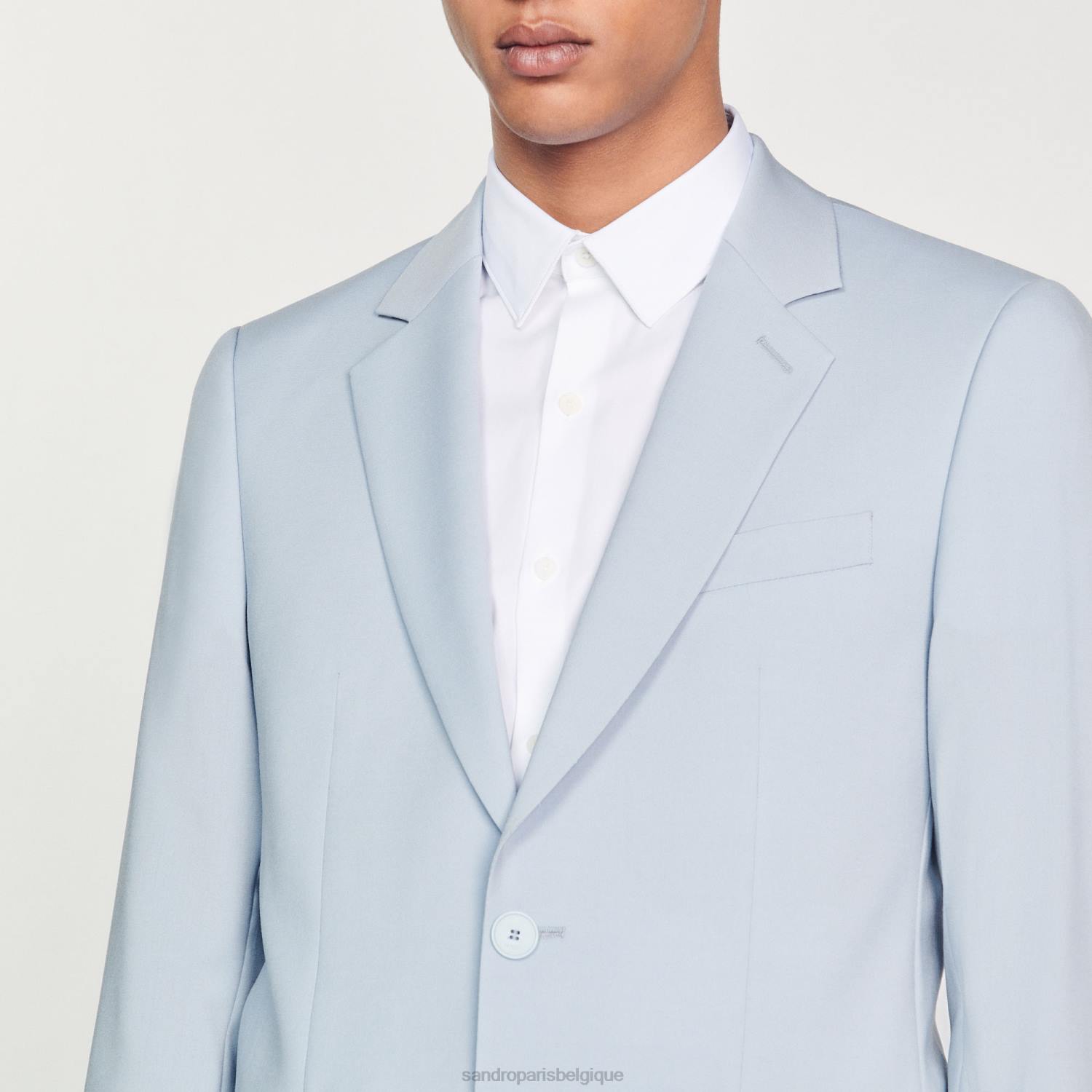 vêtements Sandro Paris veste de costume en laine vierge bleu clair Hommes XLXD795