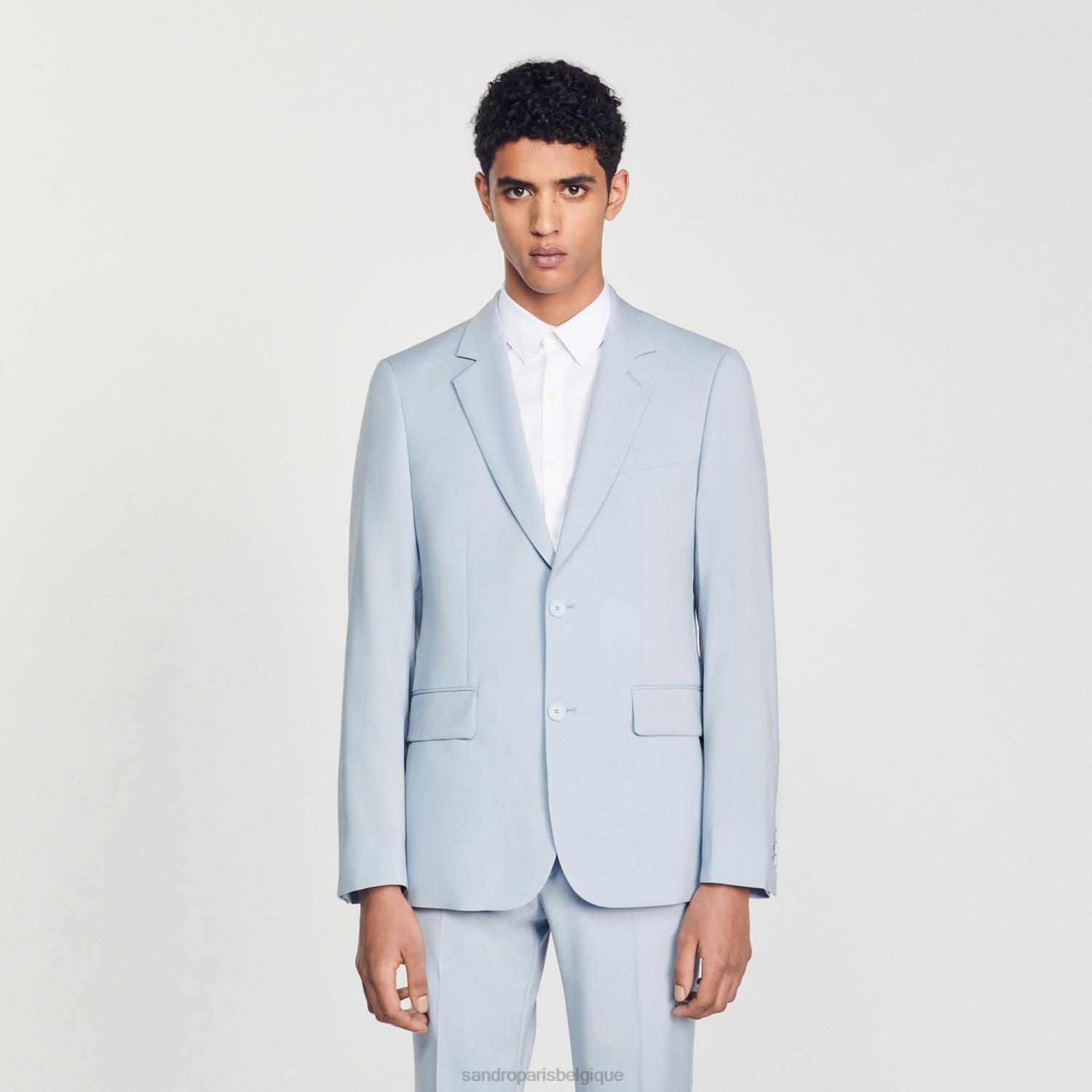 vêtements Sandro Paris veste de costume en laine vierge bleu clair Hommes XLXD795