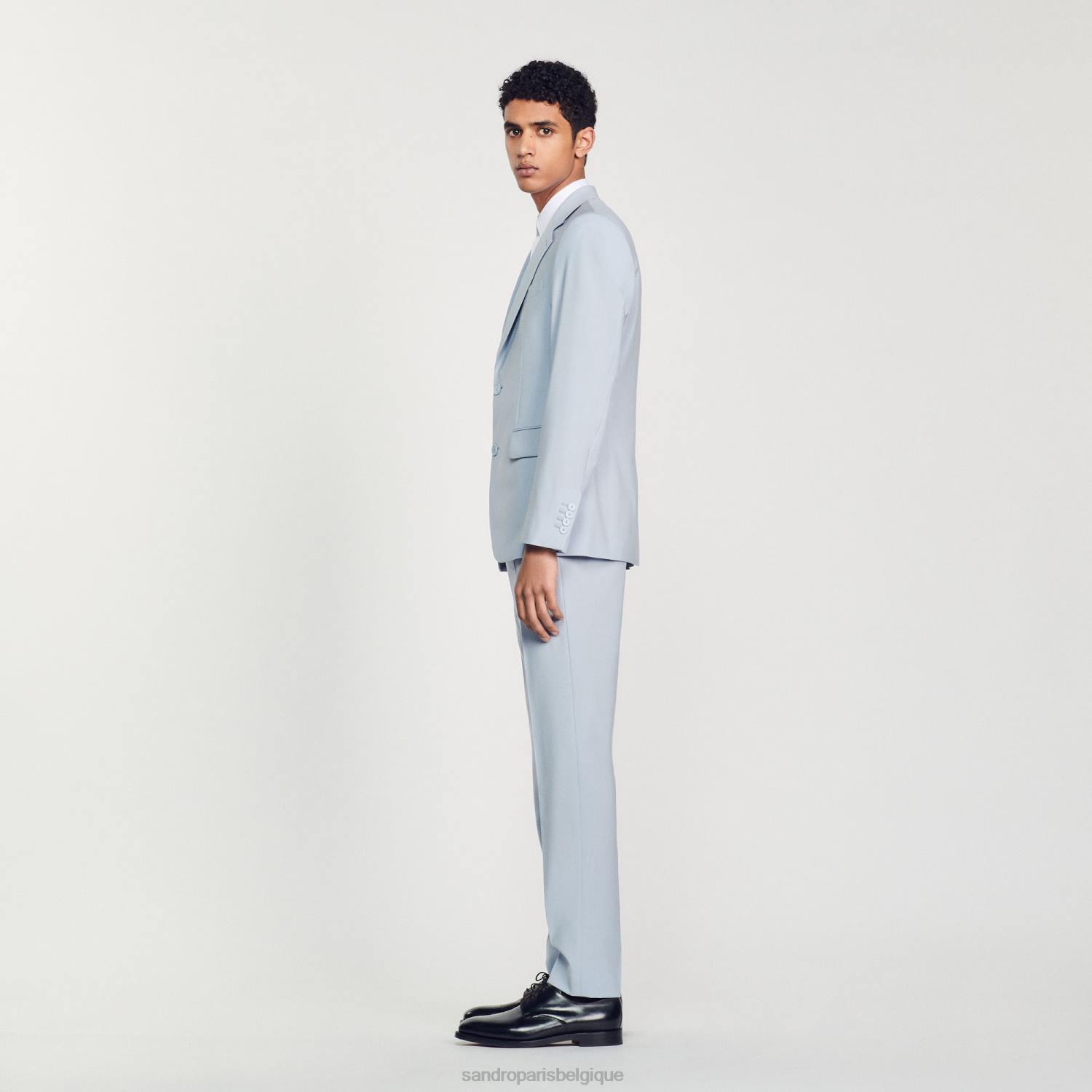 vêtements Sandro Paris veste de costume en laine vierge bleu clair Hommes XLXD795