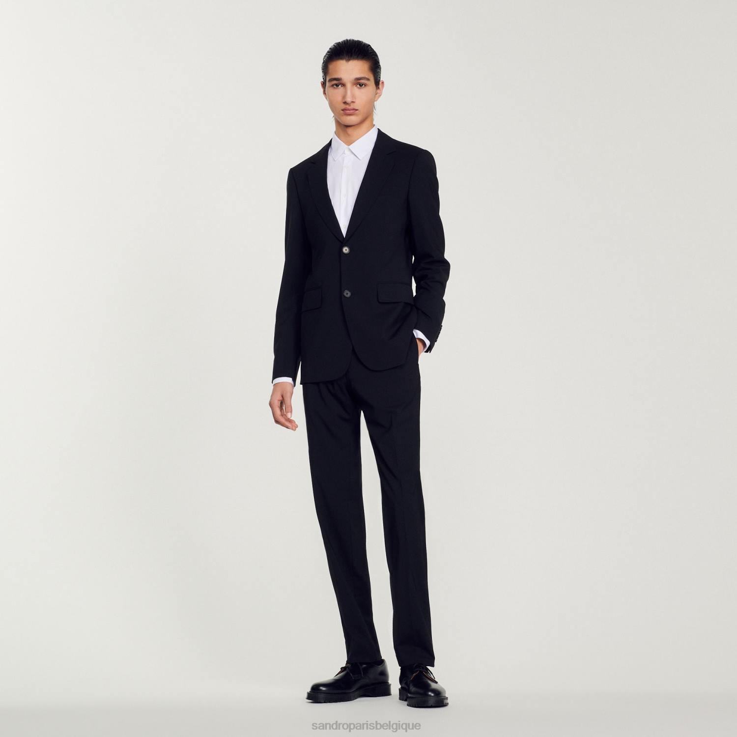 vêtements Sandro Paris veste de costume en laine vierge noir Hommes XLXD596