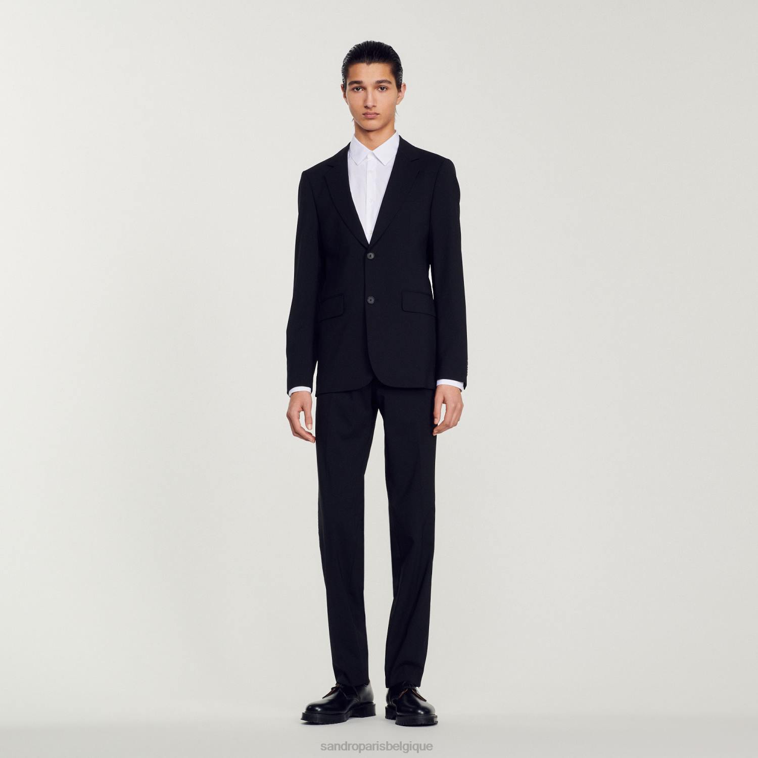 vêtements Sandro Paris veste de costume en laine vierge noir Hommes XLXD596