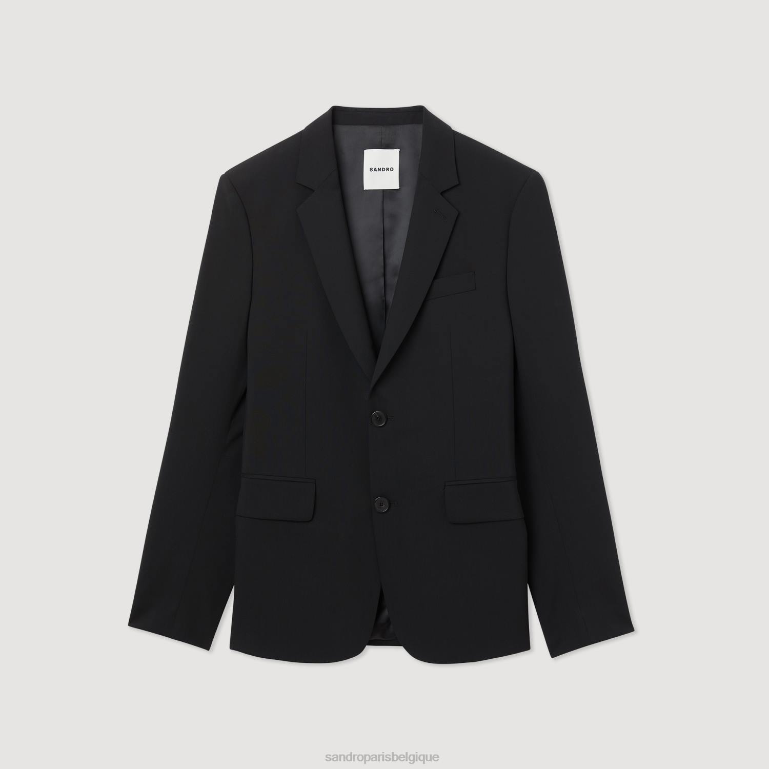 vêtements Sandro Paris veste de costume en laine vierge noir Hommes XLXD596