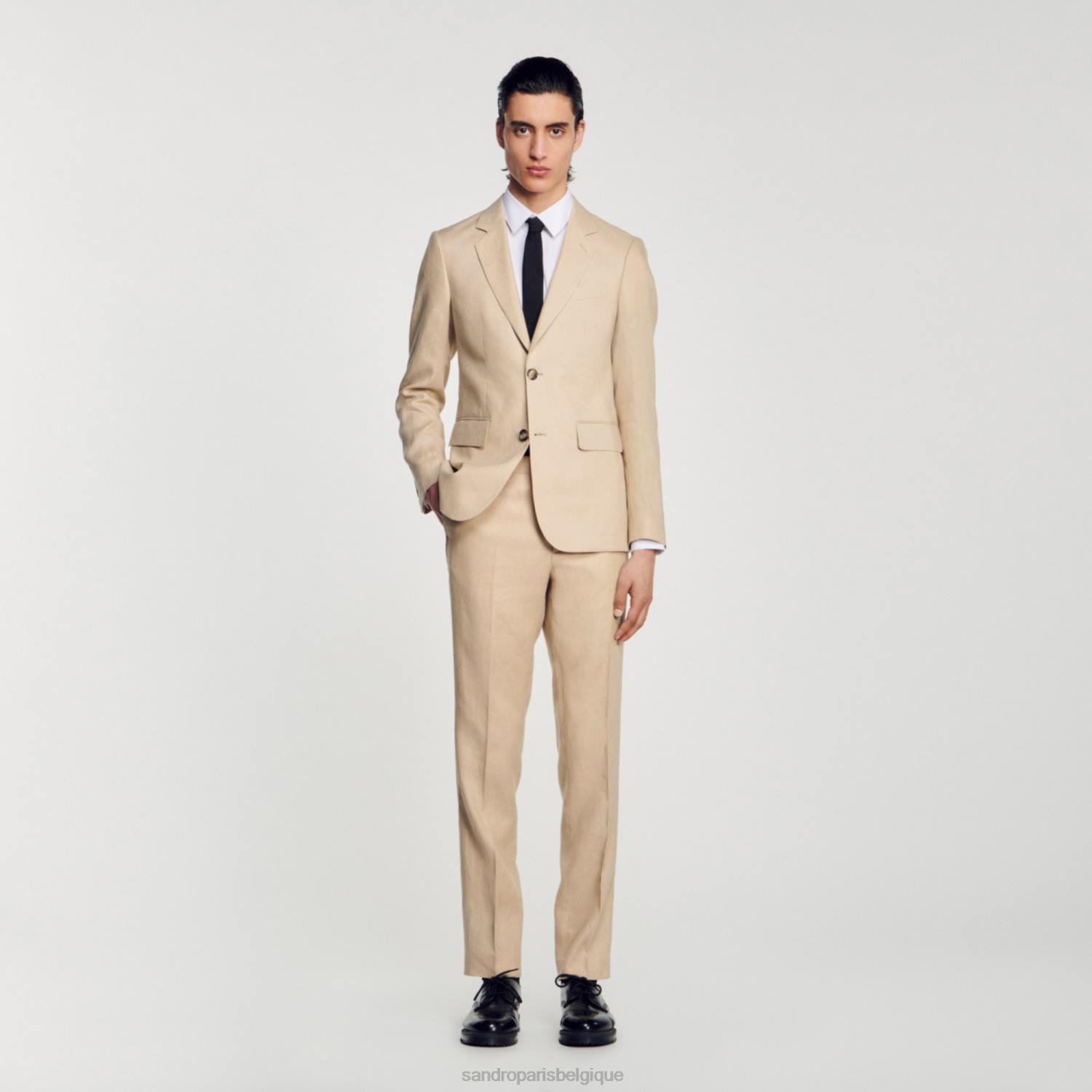 vêtements Sandro Paris veste de costume en lin beige Hommes XLXD597
