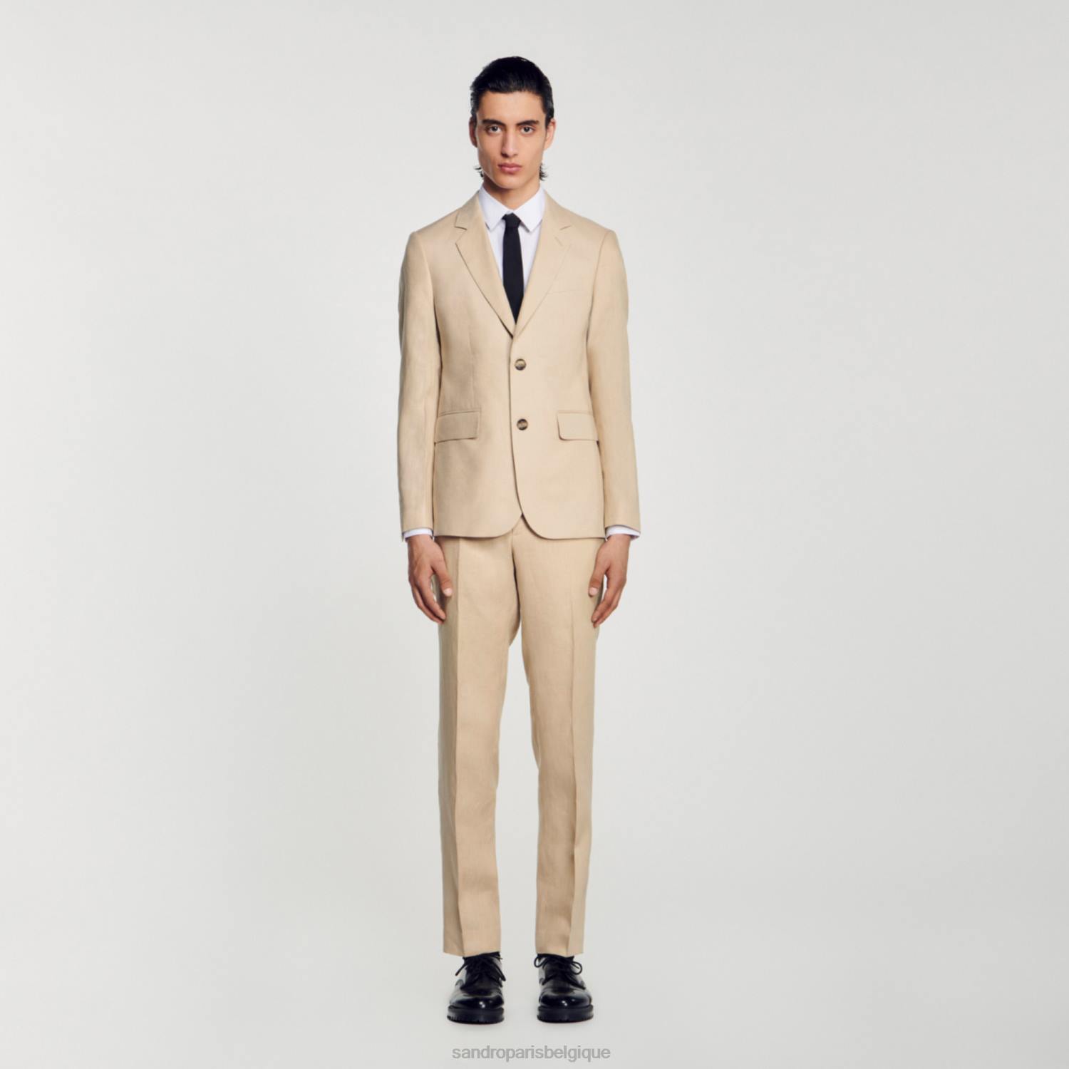 vêtements Sandro Paris veste de costume en lin beige Hommes XLXD597