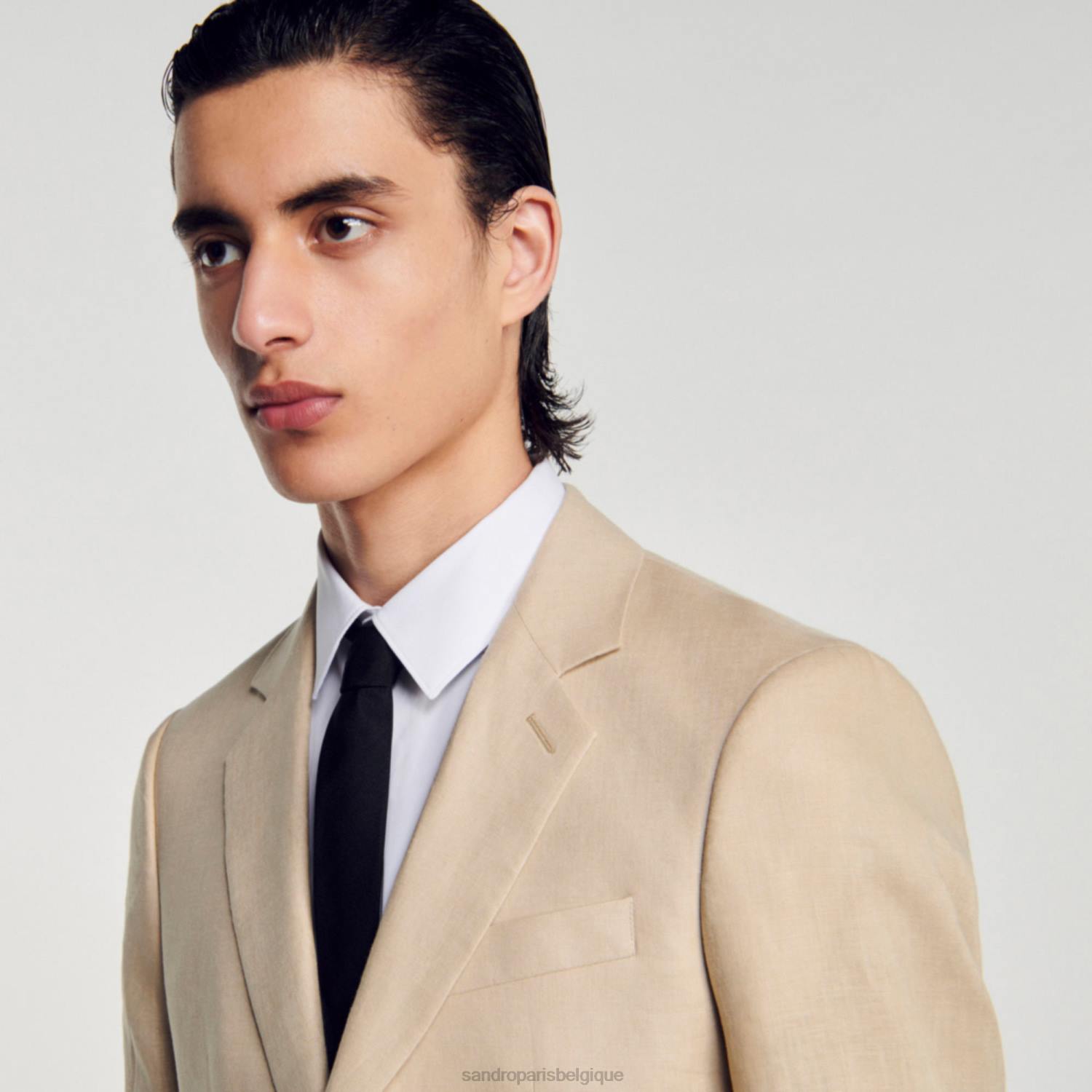 vêtements Sandro Paris veste de costume en lin beige Hommes XLXD597