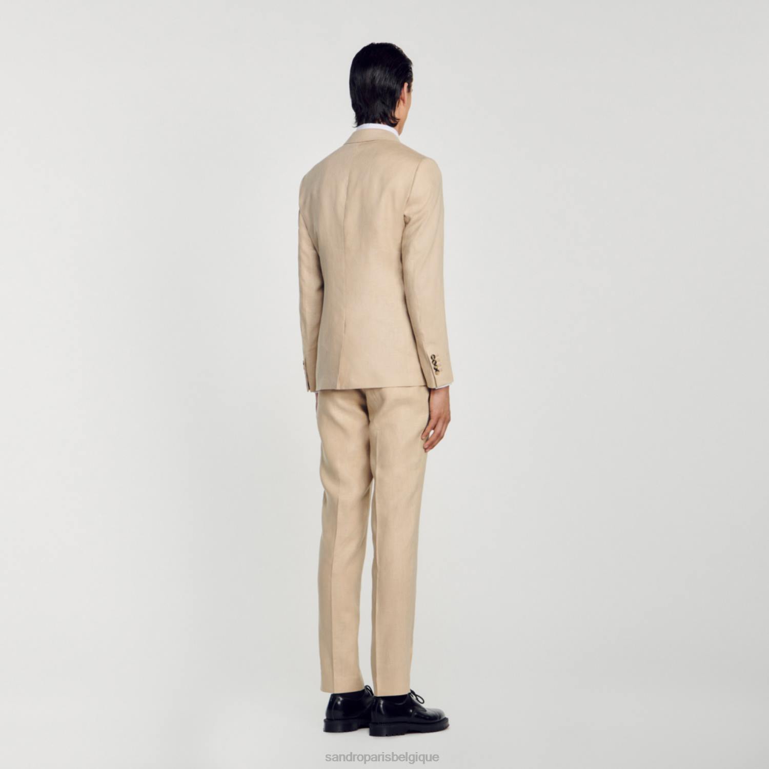 vêtements Sandro Paris veste de costume en lin beige Hommes XLXD597