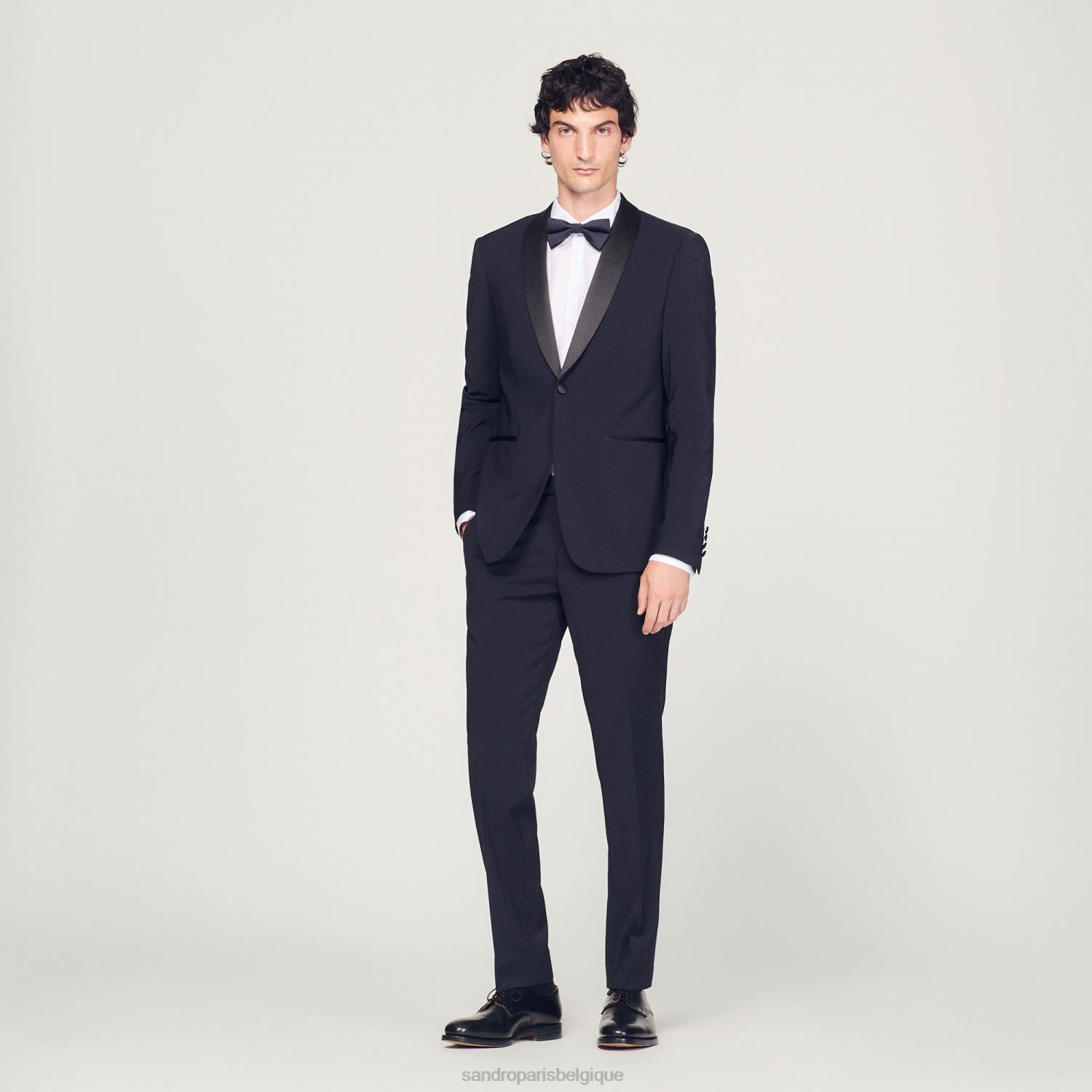 vêtements Sandro Paris veste de smoking avec satin bleu marine Hommes XLXD638